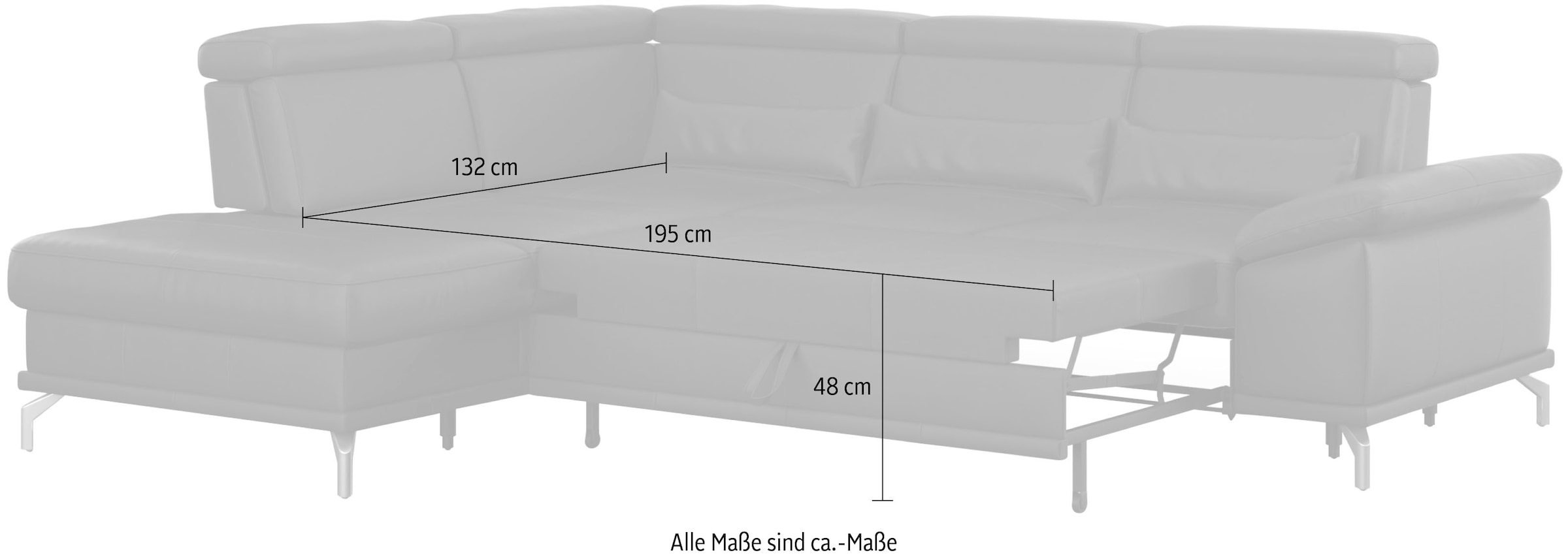 sit&more Ecksofa »Cabrio L-Form«, mit Sitztiefenverstellung und Federkern, 3 Nierenkissen