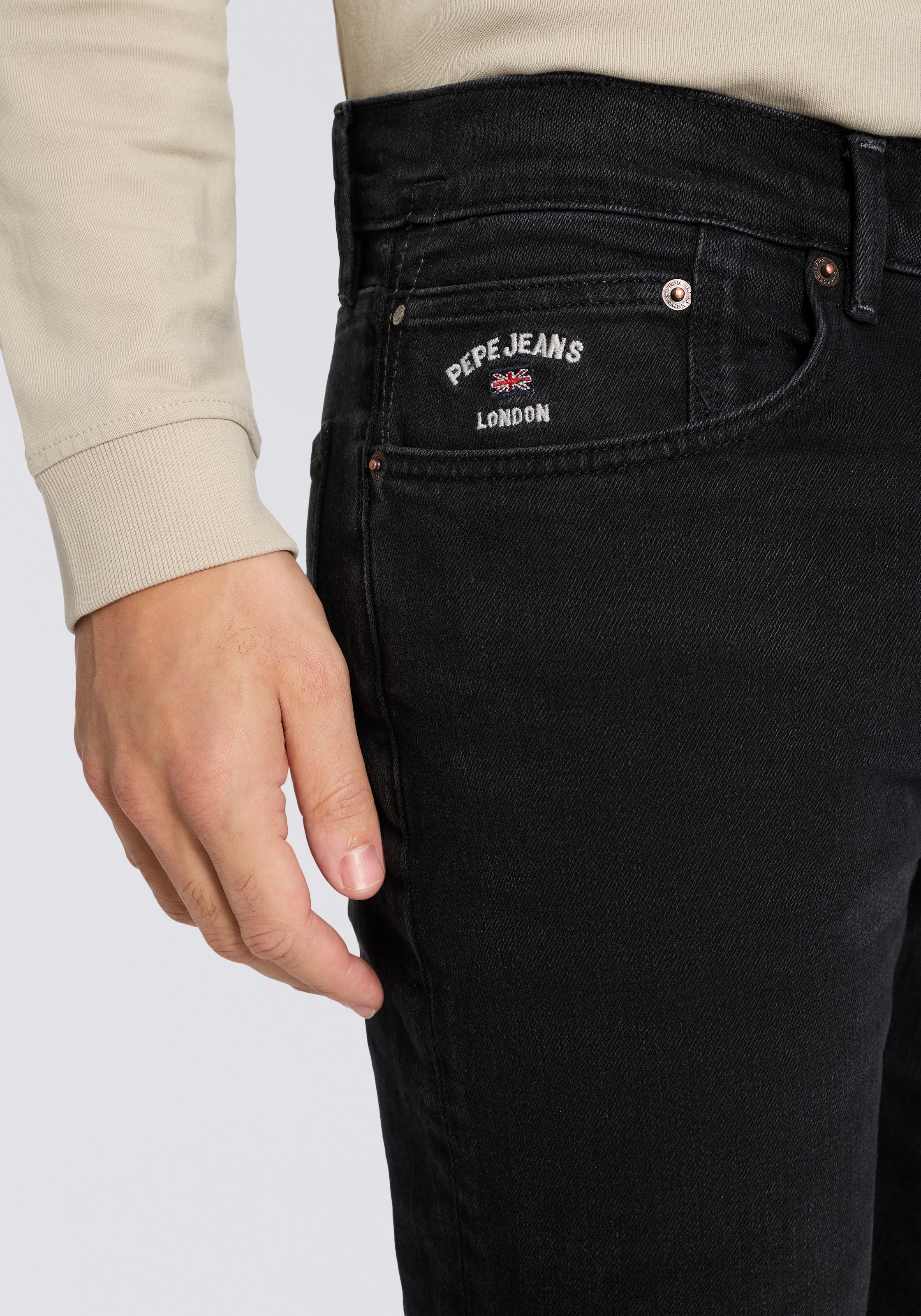 Pepe Jeans Slim-fit-Jeans »SLIM JEANS HATCH FS WASHED BLK« im 5-Pocket-Stil