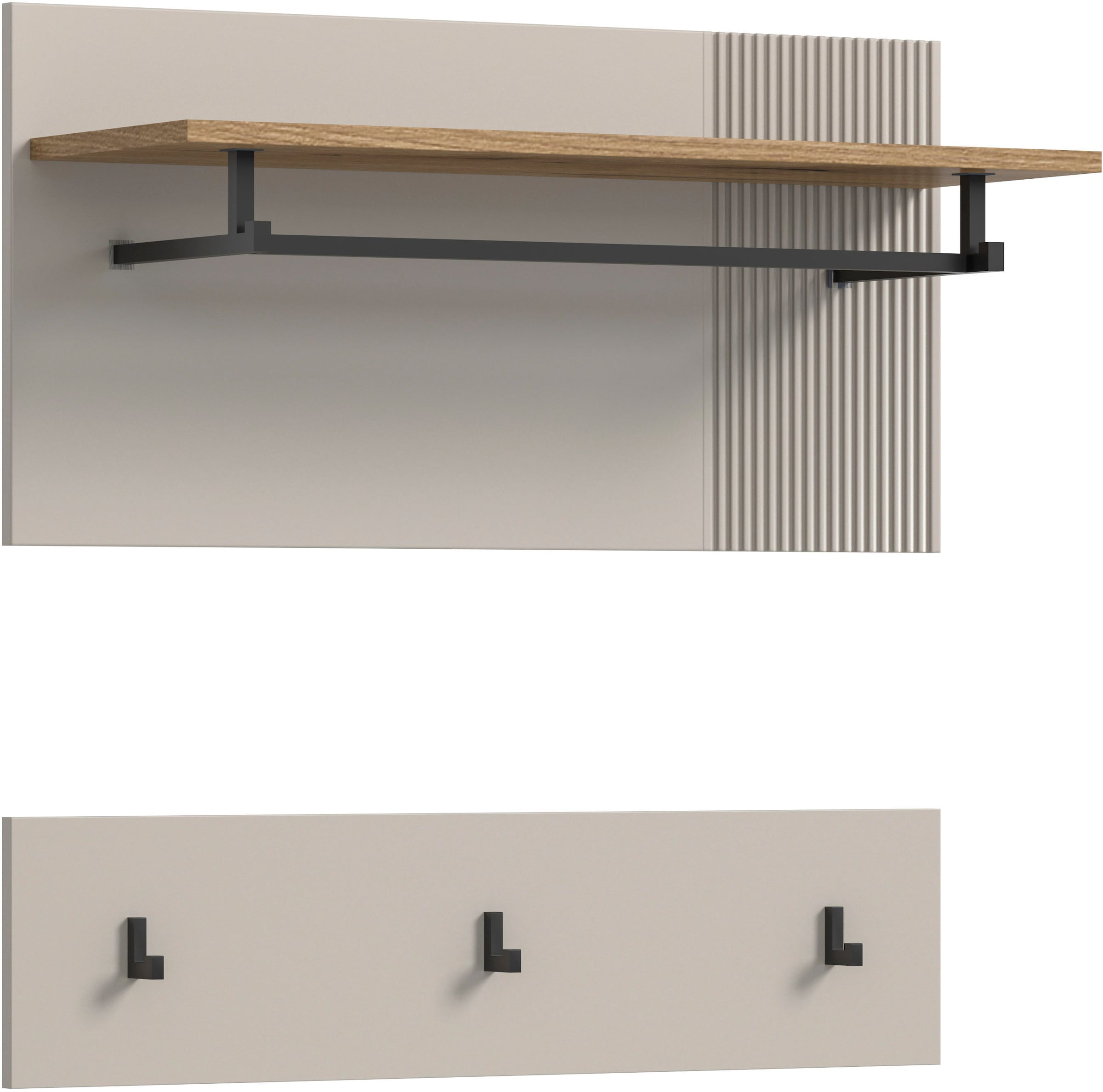 Image of Home affaire Garderobenpaneel "EDIL, Breite 80cm, 2-teilig, Hakenleiste & Paneel" moderne Farbkombination, Haken aus Metall, Paneel, Garderobe, Wandboard, Ablage, Wandpaneel
