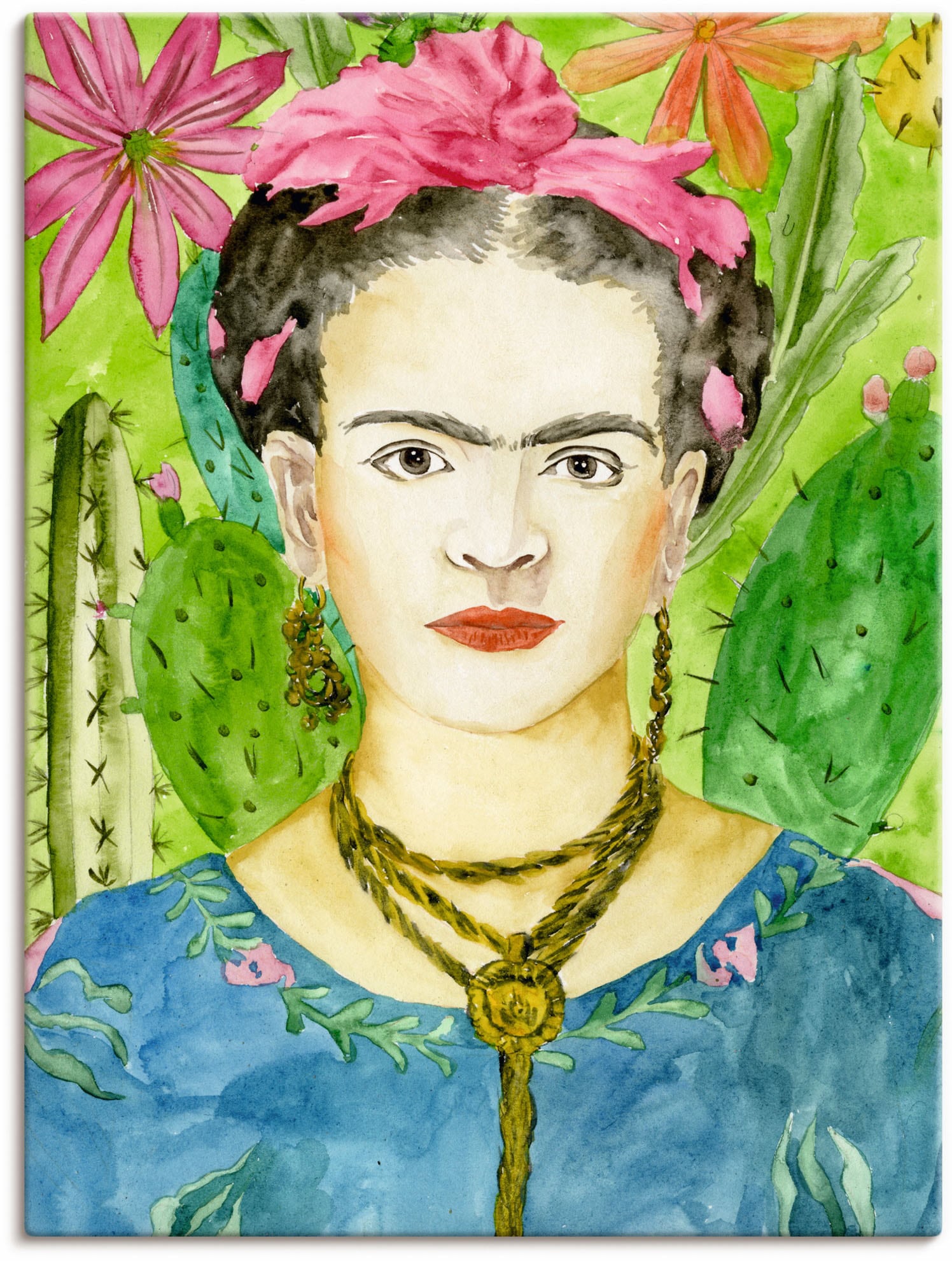 Image of Artland Leinwandbild "Frida Kahlo II" Bilder von Frauen 1 Stk. tlg. auf Holzrahmen gespannt