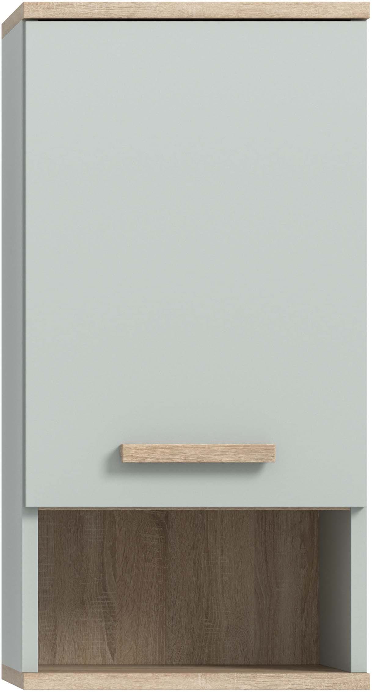 welltime Armoire suspendue »MINTTU, Höhe 68 cm, 1 Tür, 1 Einlegeboden, 1 offenes Fach« Charnière montable à droite ou à gauche,  Meuble de salle de bain, armoire de salle de bain, armoire, salle de bain, armoire murale
