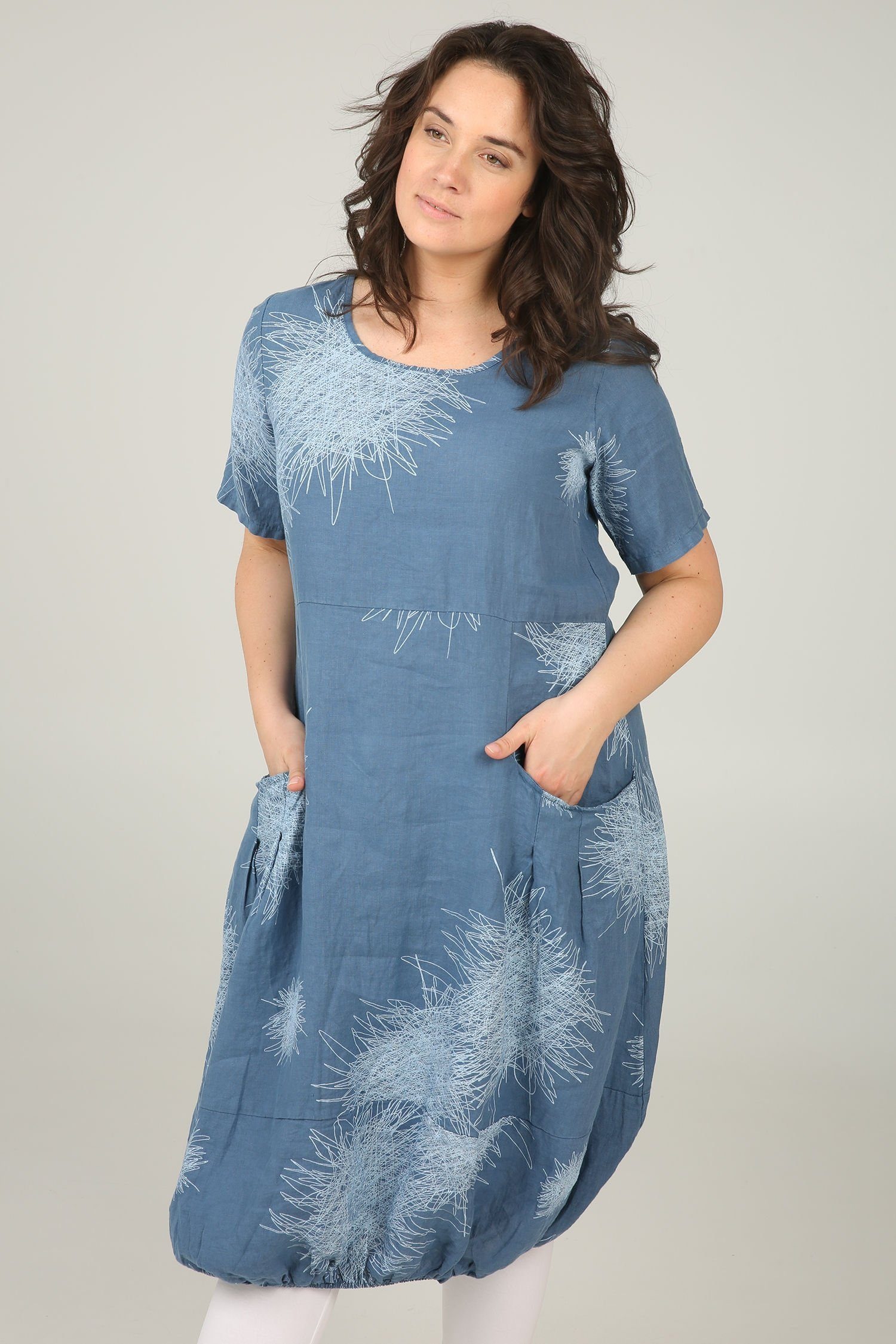Maxikleid »Langes Leinenkleid mit Print«