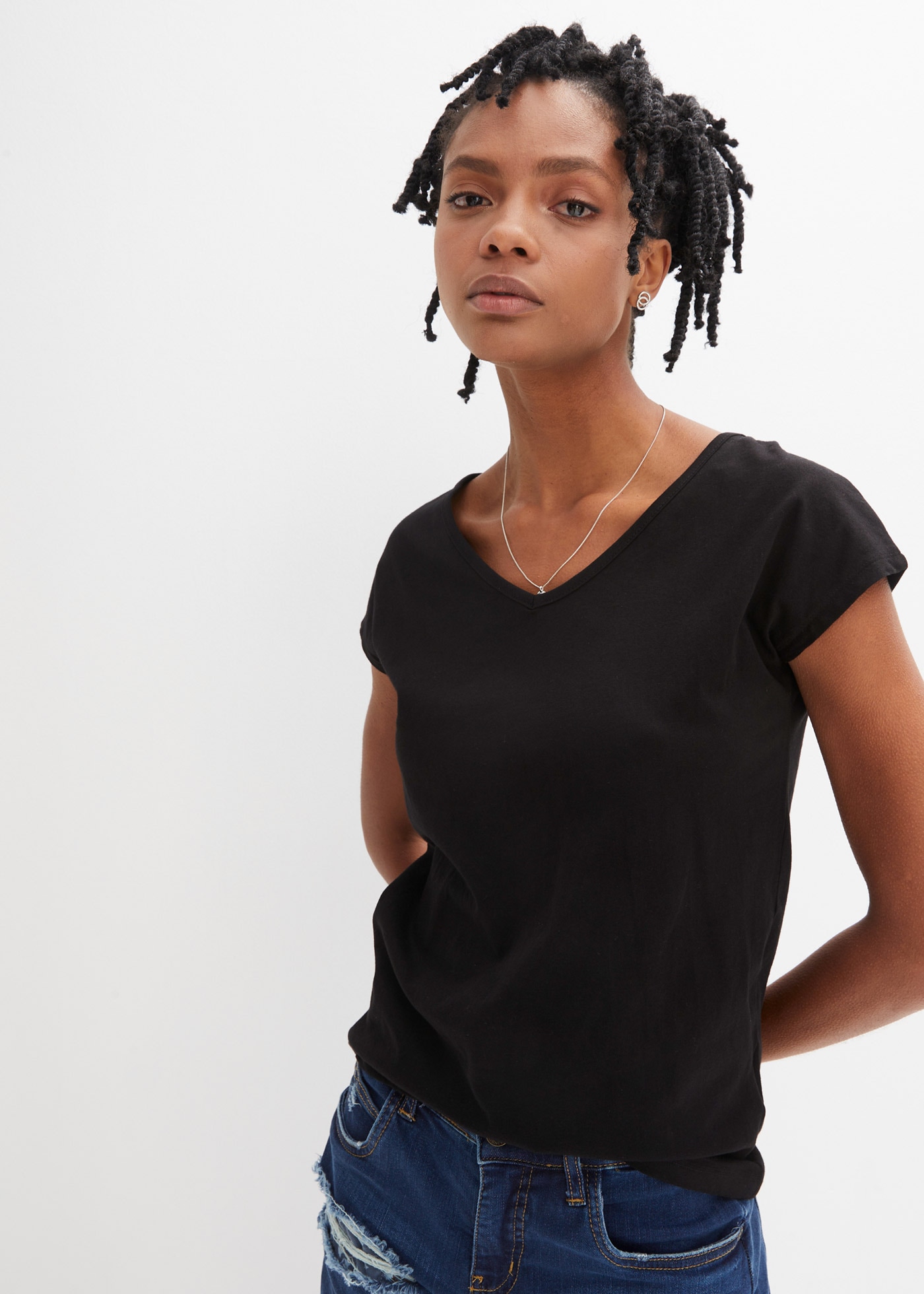 Image of bonprix T-Shirt lockere Passform, mit V-Ausschnitt, mit coolem Rückendetail