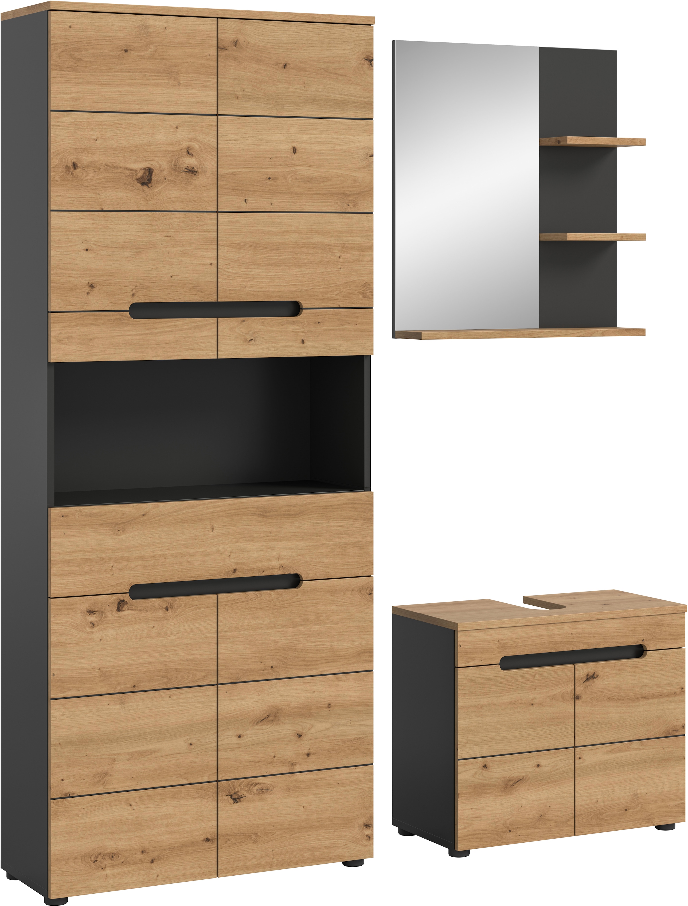 Image of welltime Badmöbel-Set "REHAT, 3-teilig, Breite 154 cm, mit grifflosen Fronten, bestehend aus:" 3 Stk. tlg.
