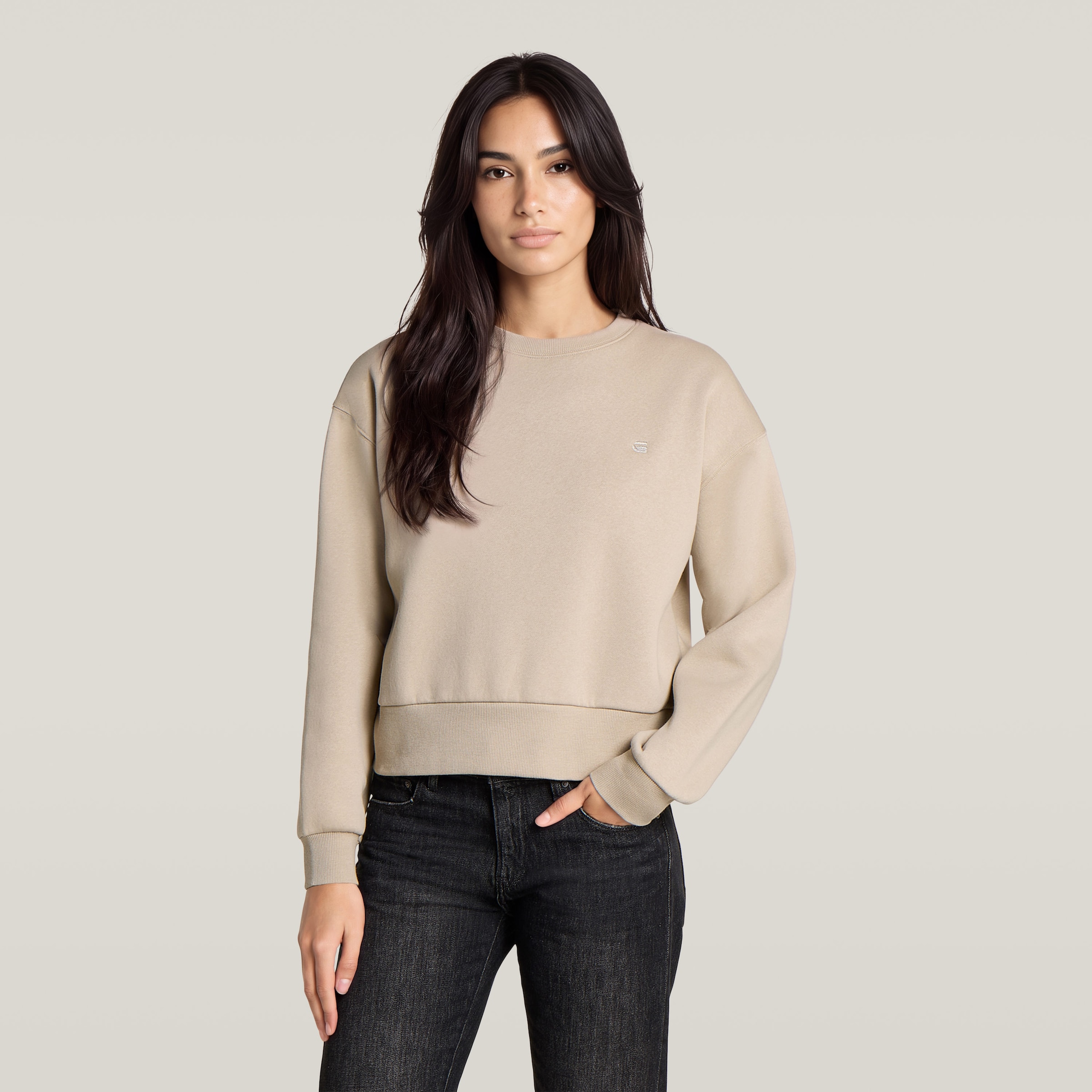 Image of G-STAR Sweatshirt "Relaxed sweat wmn", aus Baumwoll-Mix, Logostickerei