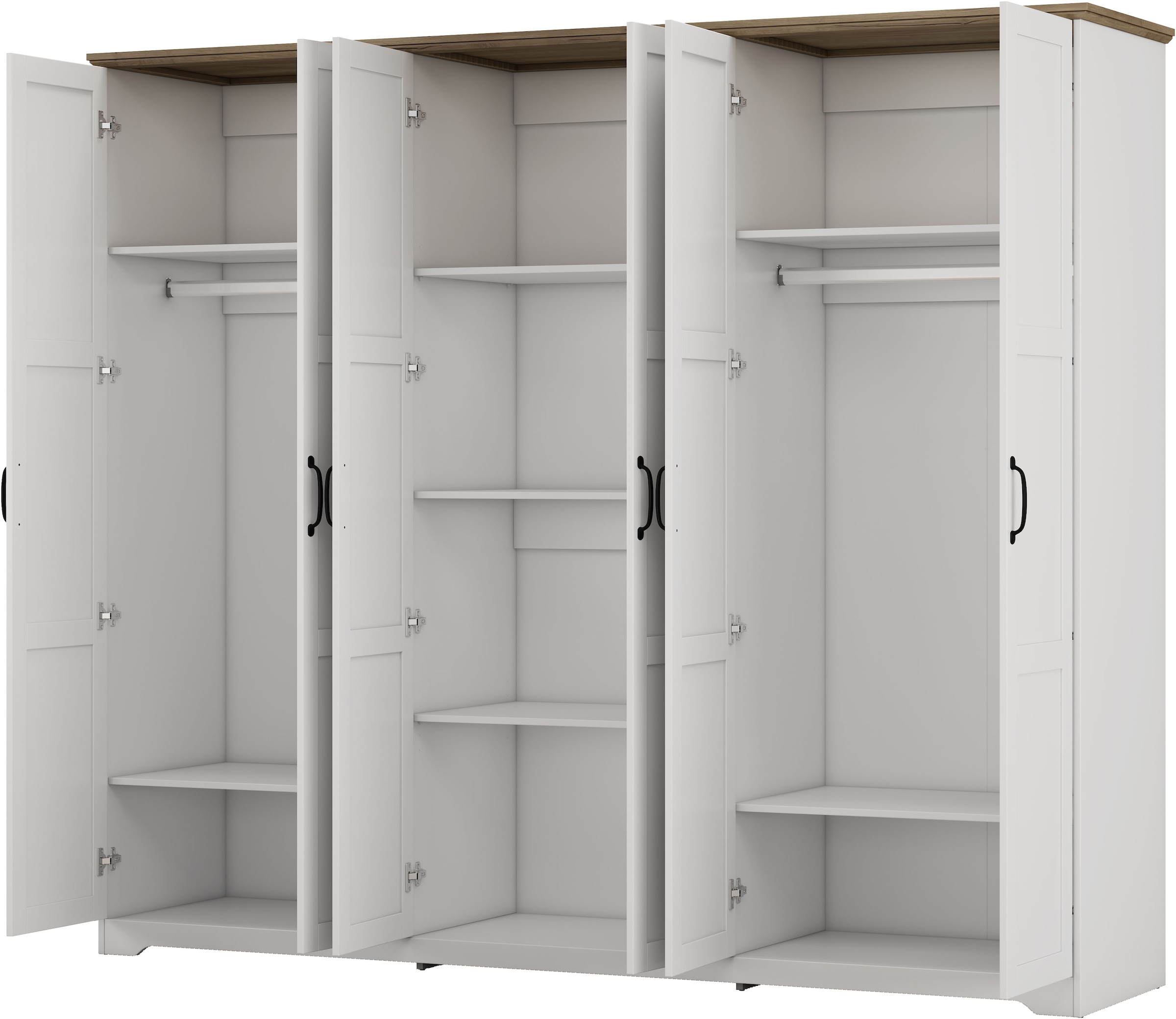GOODproduct Kleiderschrank »Emmilia Schrank Schlafzimmerschrank im Landhaus Design« Mit vielen Einlegeböden und Softclose,  Landhaus Schrank mit  6 Türen Breite 226,5cm Höhe 2m