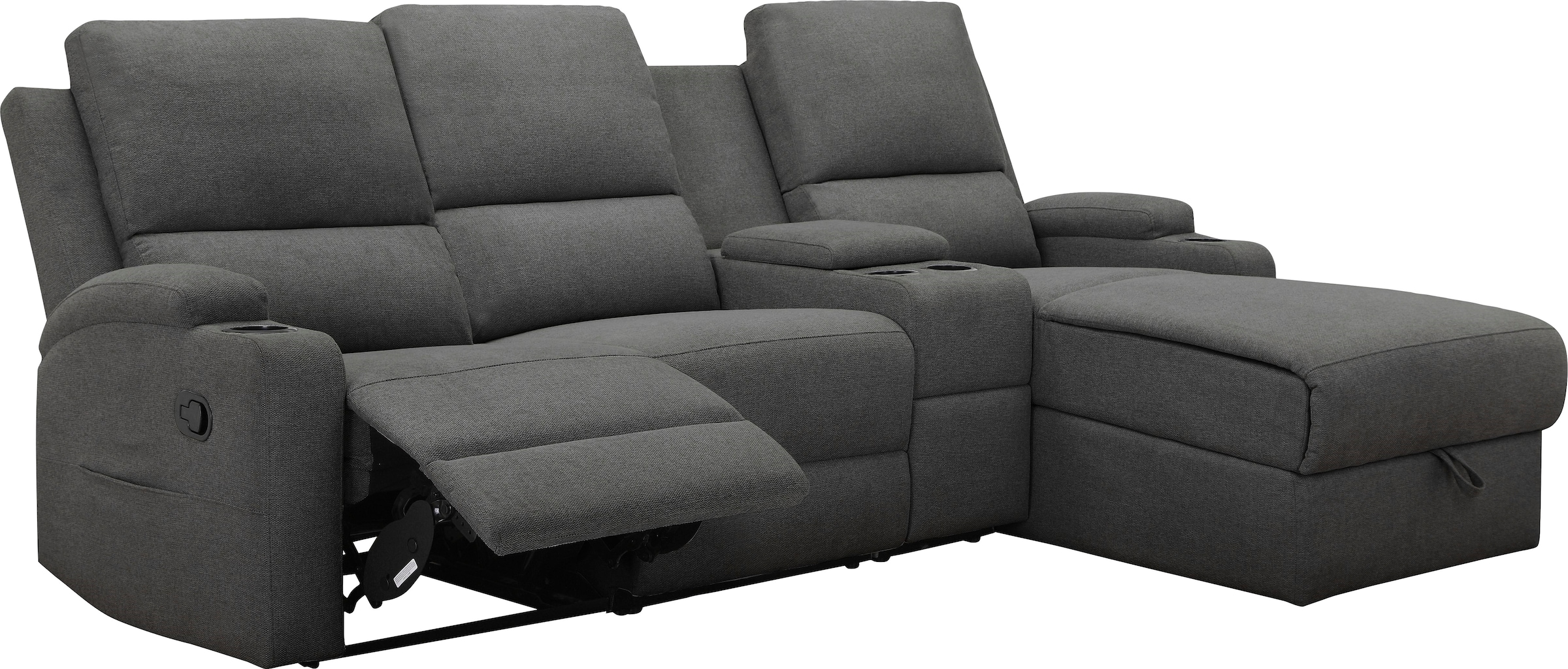 GOODproduct Ecksofa »NAPORI Struktur, Multimediasofa, 3er Kinosessel XXL, L-Form« Kinosofa, manuelle o. elektr. Relaxfunktion, Staufach, Getränkehalter