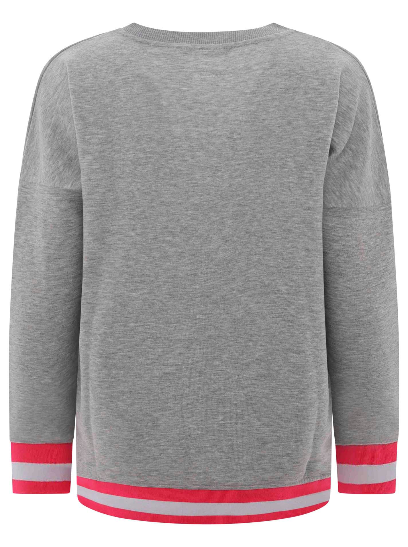 Zwillingsherz Sweatshirt, mit V-Ausschnitt und aufgesticktem "Moin" in Neonfarben