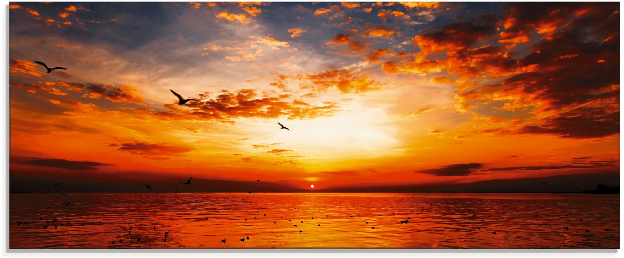 Grössen wunderschönem Himmel«, -untergang, in am St.), & kaufen Artland Sonnenaufgang mit »Sonnenuntergang verschiedenen (1 Glasbild Strand