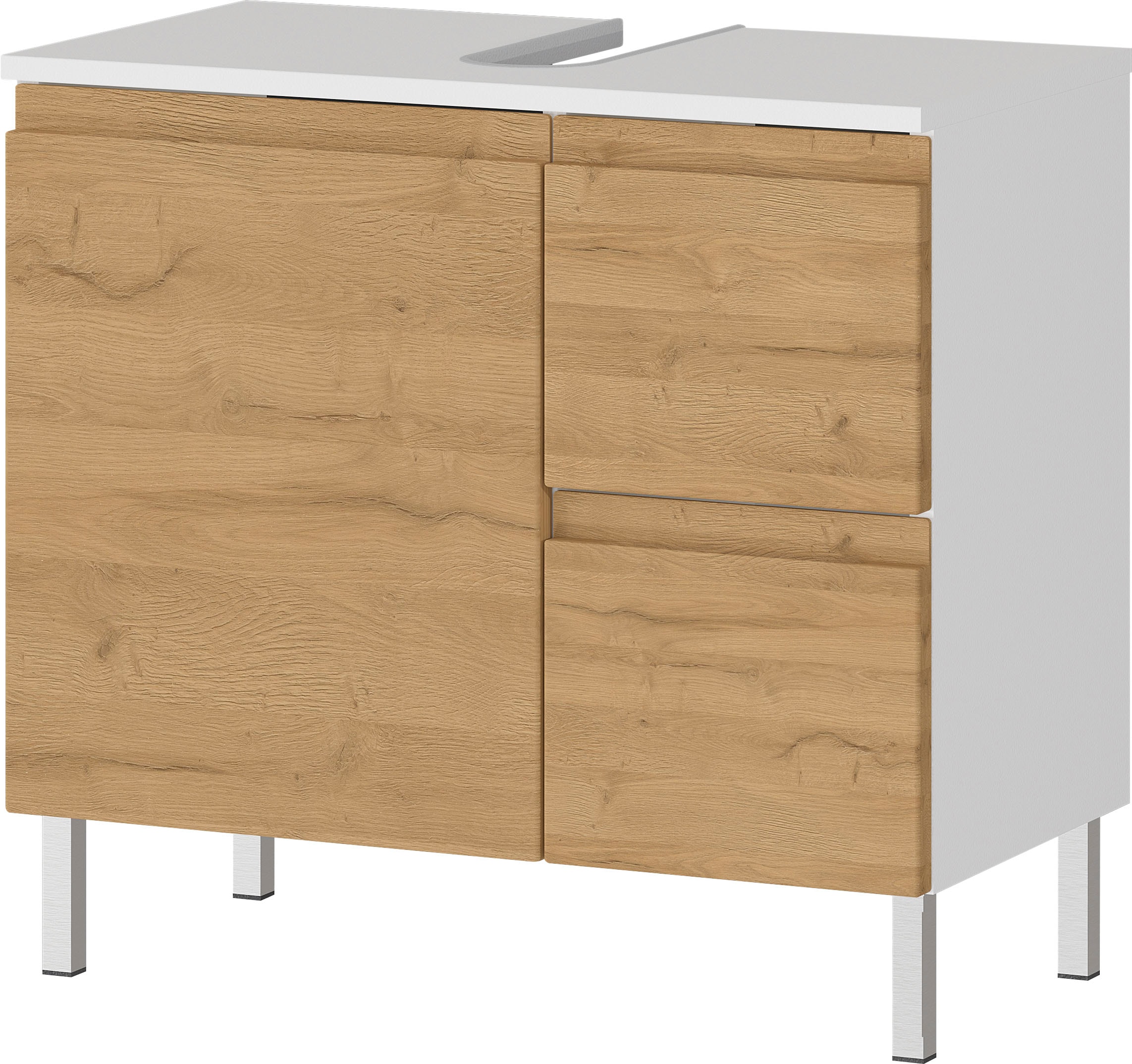 GERMANIA Waschbeckenunterschrank »Torrance«, (in 2 Breiten), mit Schublade & Füssen aus Metall, griffloses Design, Made in Germany