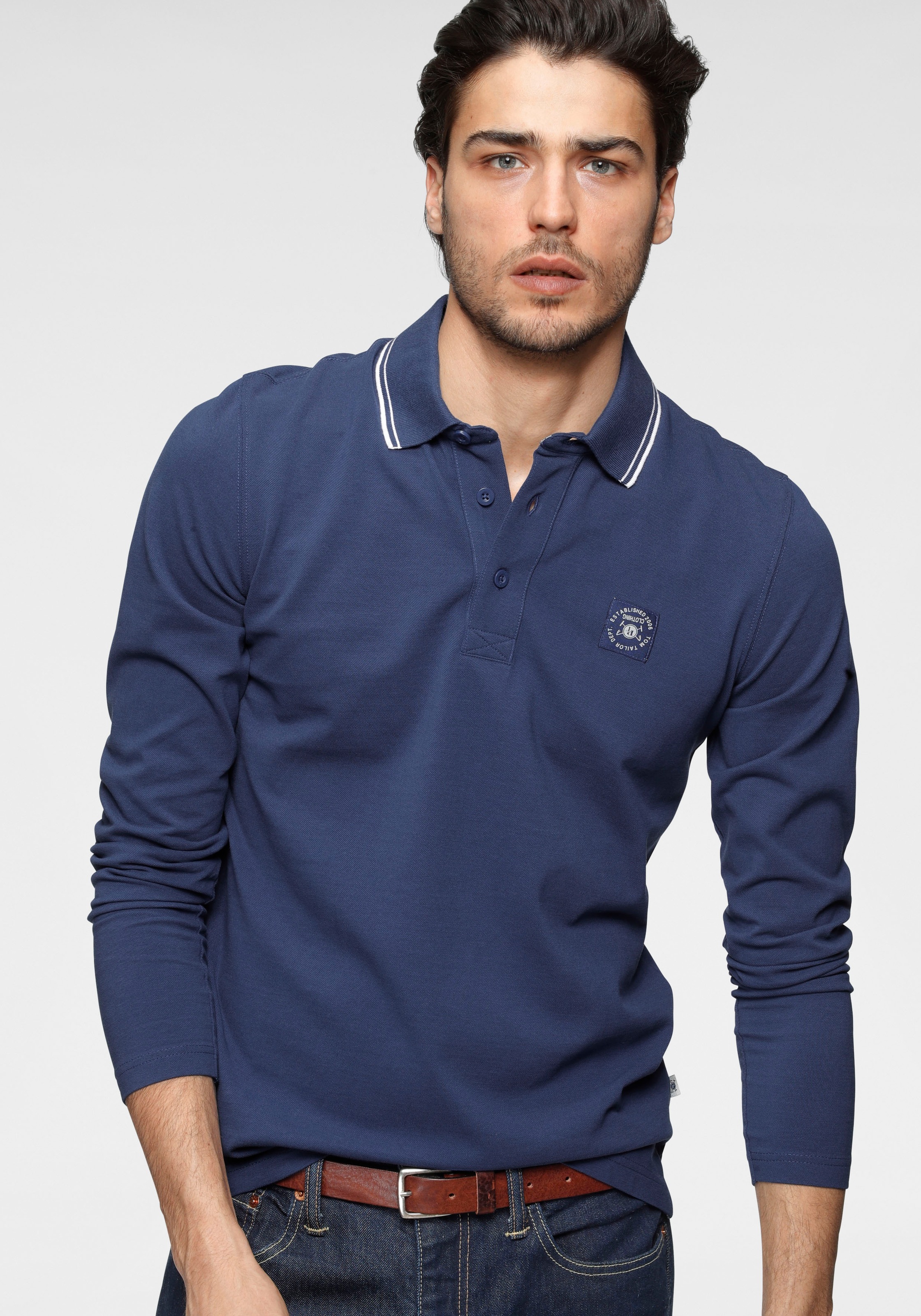 Image of TOM TAILOR Polo Team Langarm-Poloshirt, mit Logo-Badge bei Ackermann Versand Schweiz