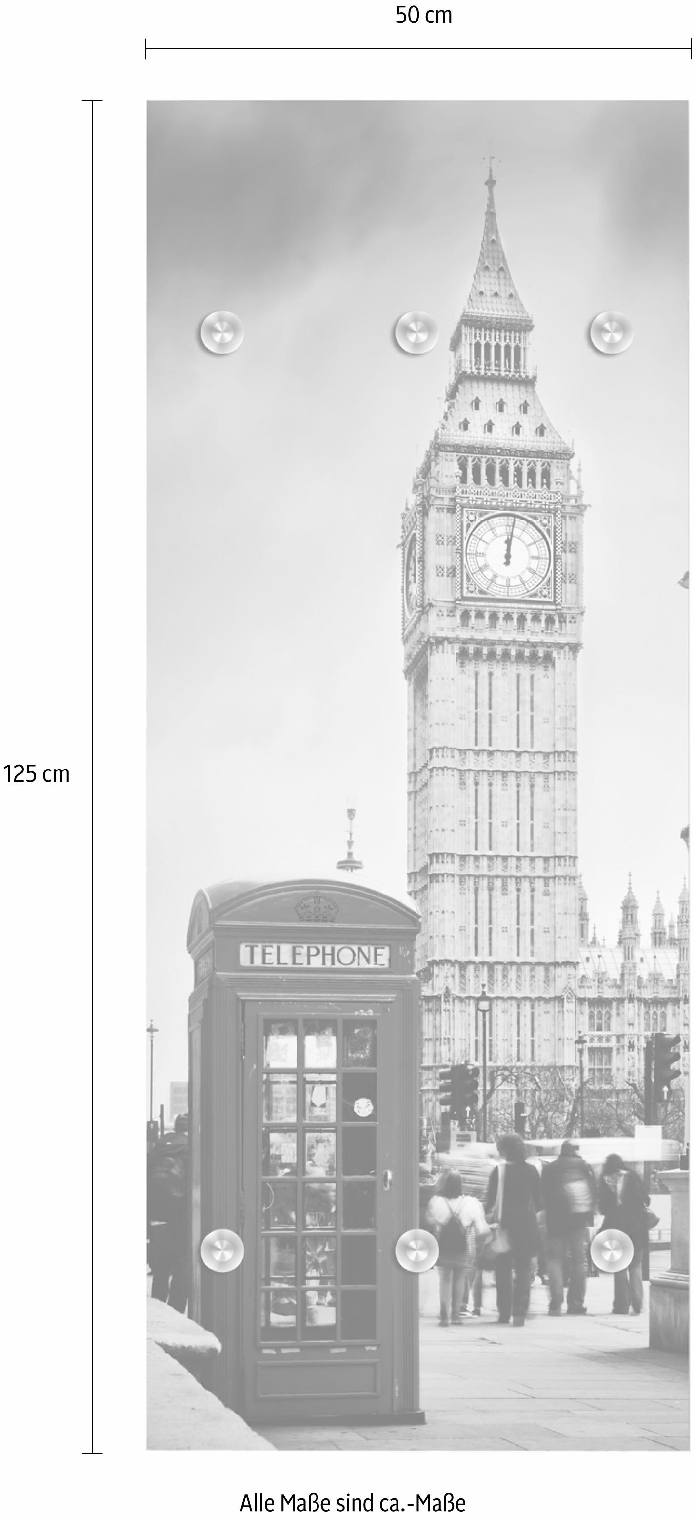 queence Garderobenleiste »London«, mit 6 Haken, 50 x 120 cm