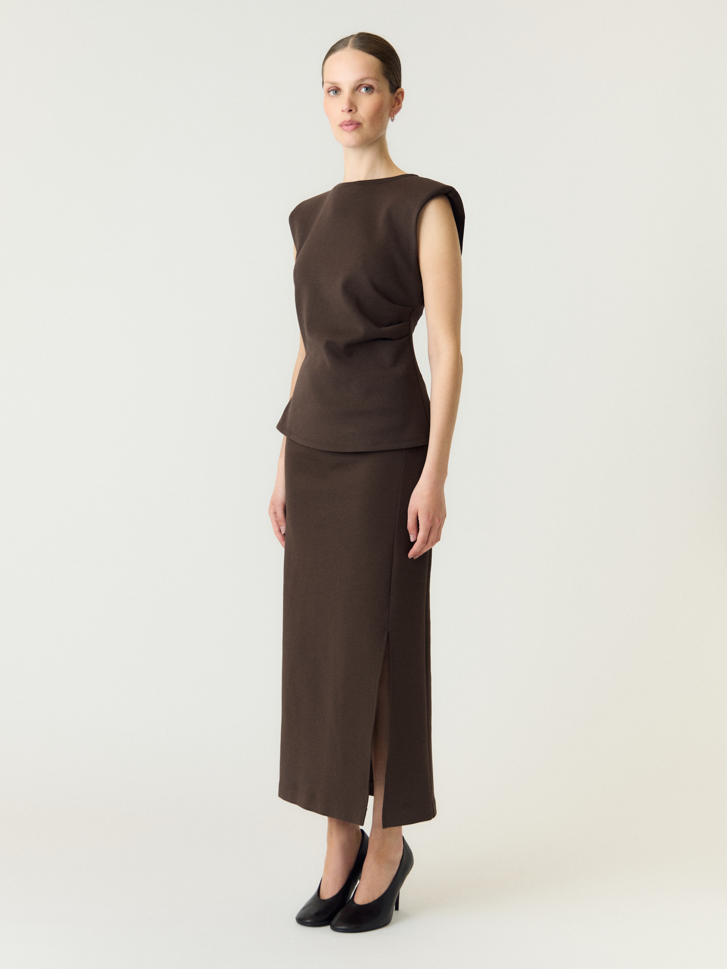 Y.A.S Maxi jupe »YASPINA HW LONG SKIRT NOOS« mélange de coton, taille haute