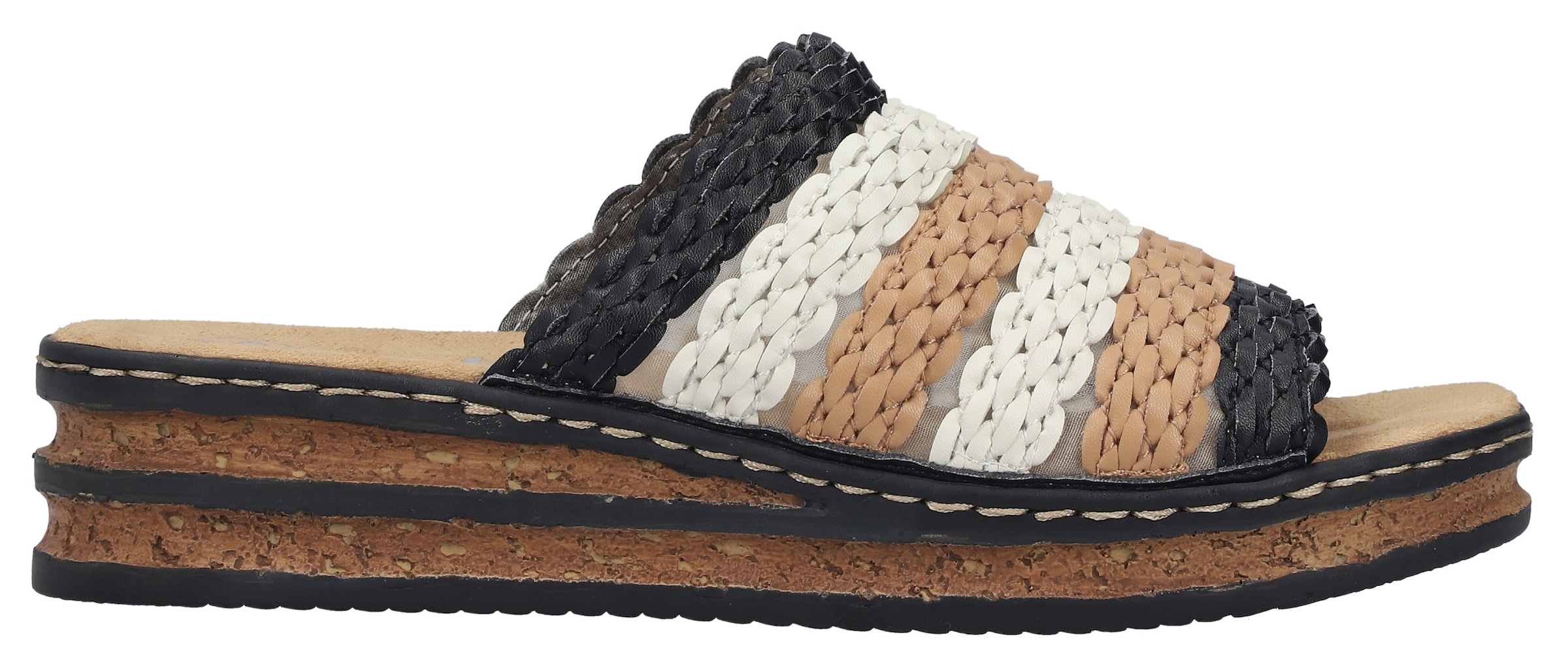 Rieker Pantolette  Chaussure d'été, chaussure de vacances, sandale compensée à enfiler
