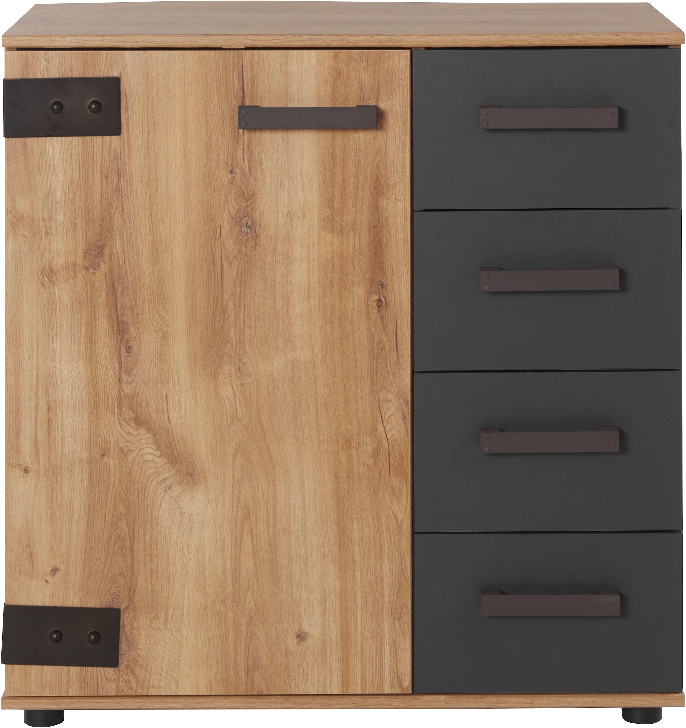 Image of Wimex Kombikommode "Malmoe, Schrank mit 1 Tür und 4 Schubladen, Made in Germany" im rusikalen look, Industrial Design, 81x41x83cm