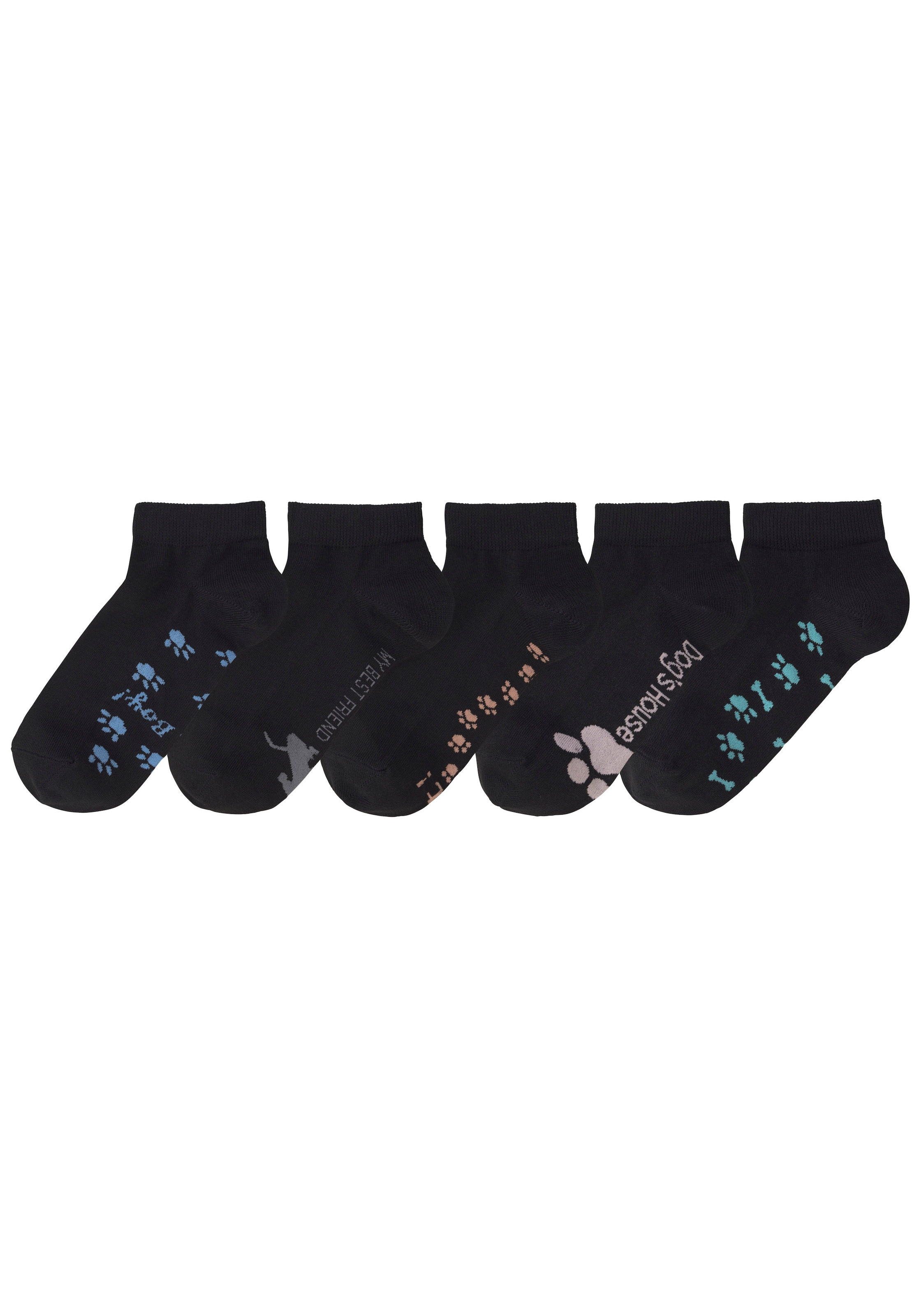Arizona Sneakersocken, (Packung, 5 Paar), mit süssem Pfotendesign unter der Sohle