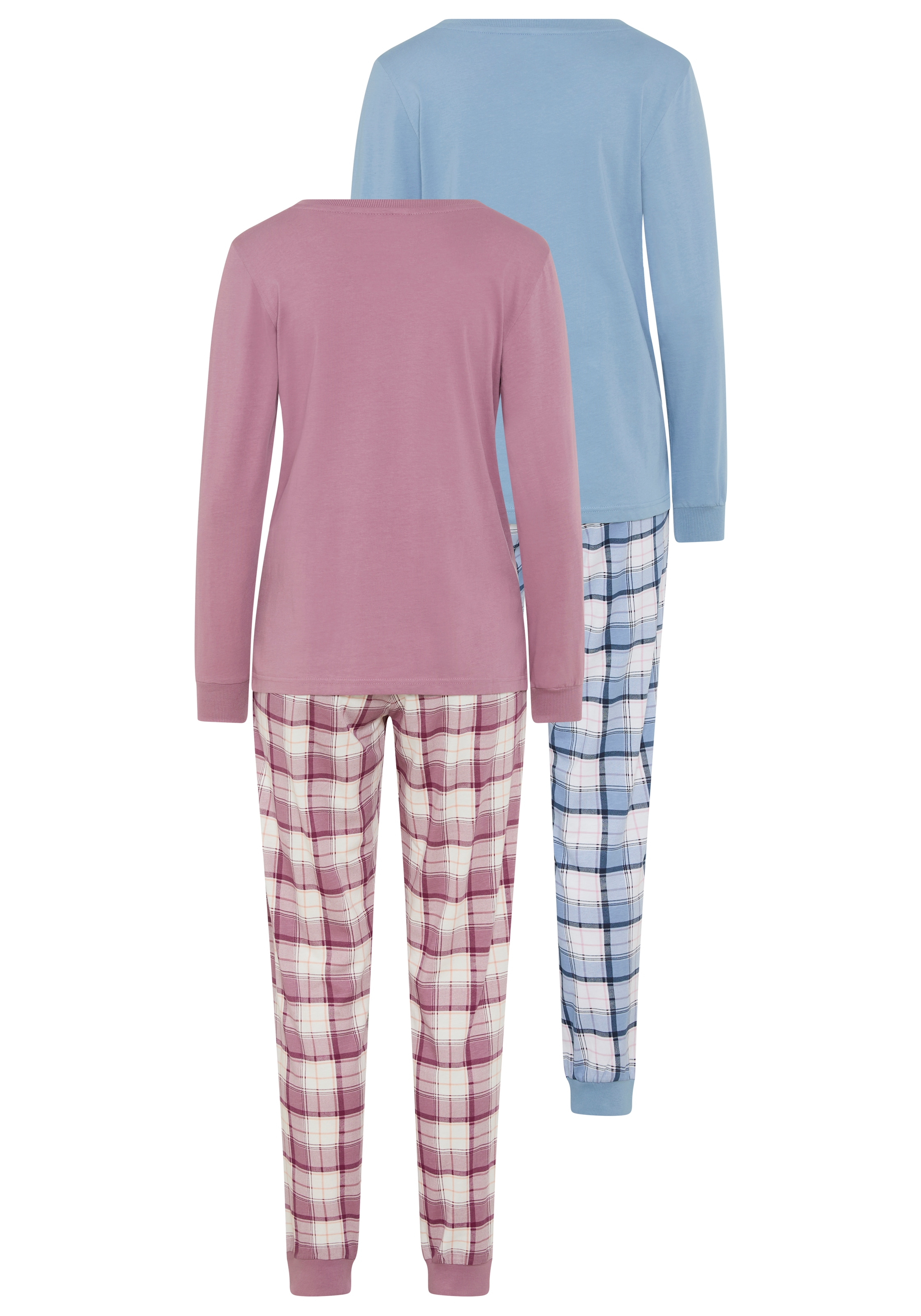 Vivance Dreams Pyjama Set, 2er Pack,  Elastische Rippbündchen