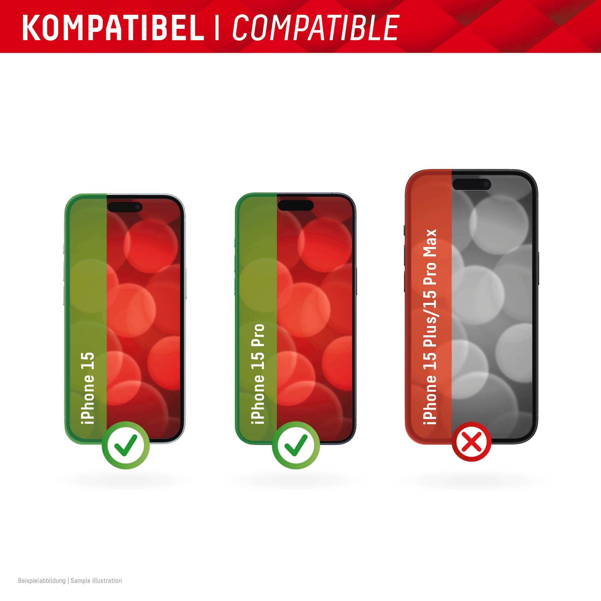 Displex Displayschutzglas »Real Glass FC« für Apple iPhone 15;Apple iPhone 15 Pro Displayschutzfolie Displayschutz kratzer-resistent 10H splitterfest