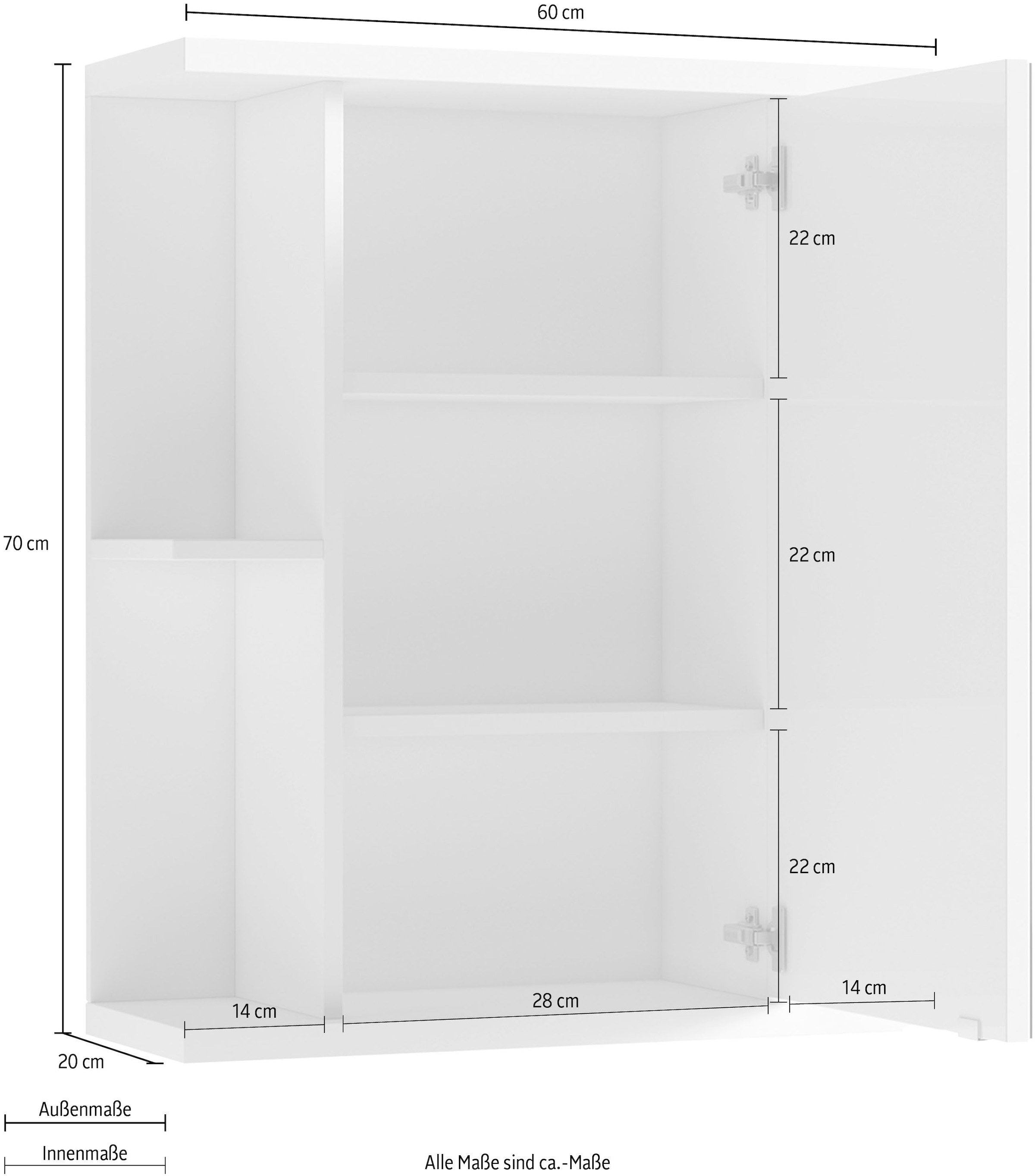 byLIVING Spiegelschrank »Nebraska«, Breite 60 cm, mit grosser Spiegeltür und viel Stauraum