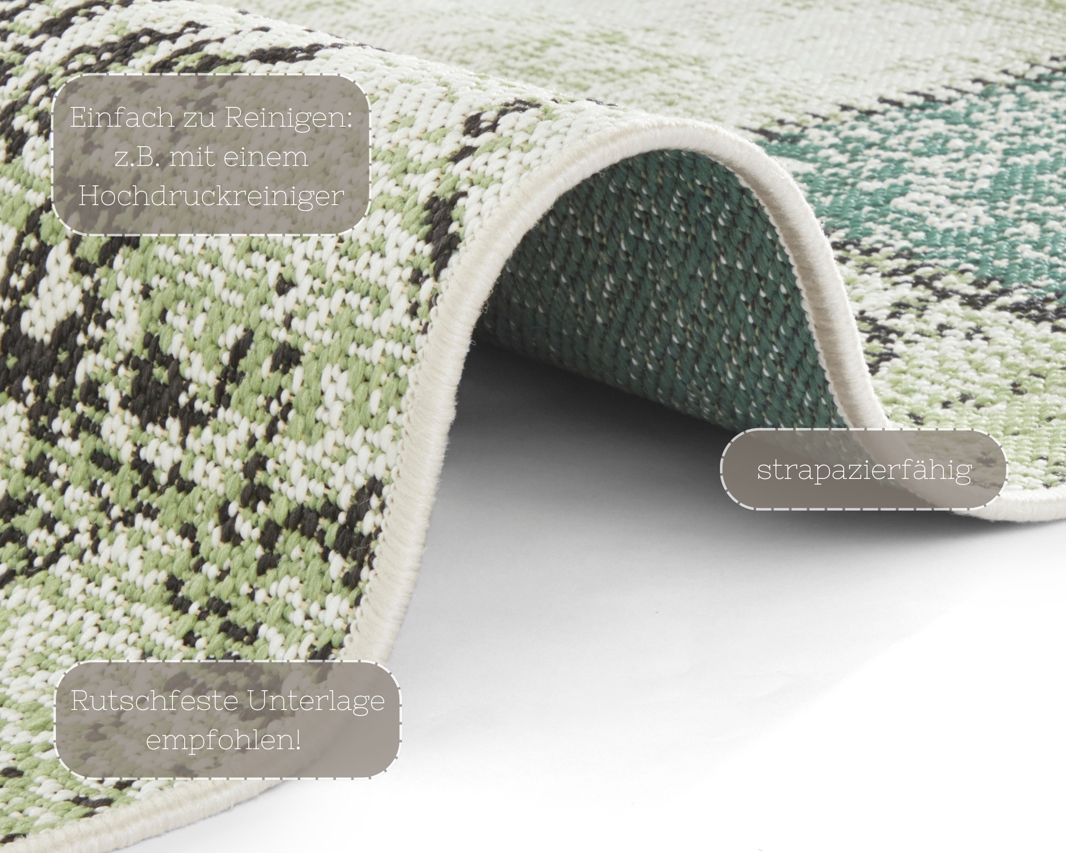 NORTHRUGS Teppich »Symi«, rechteckig, 8 mm Höhe, In- & Outdoor, Kurzflor, Läufer, Vintage, Wohnzimmer, Aussenbereich