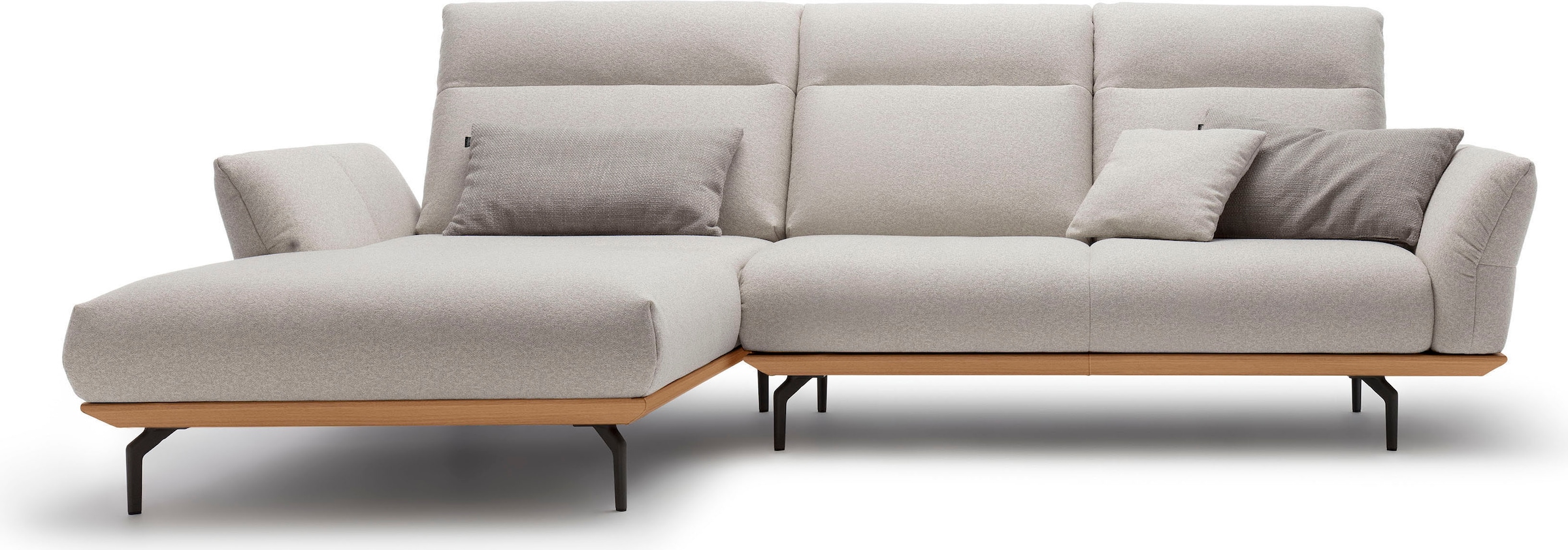 Image of Creation BY ROLF BENZ Ecksofa "CR.460 Designsofa mit verstellbarer Rückenlehne, hochwertig & bequem" Sockel in Eiche, Alugussfüsse in umbragrau, Breite 298 cm