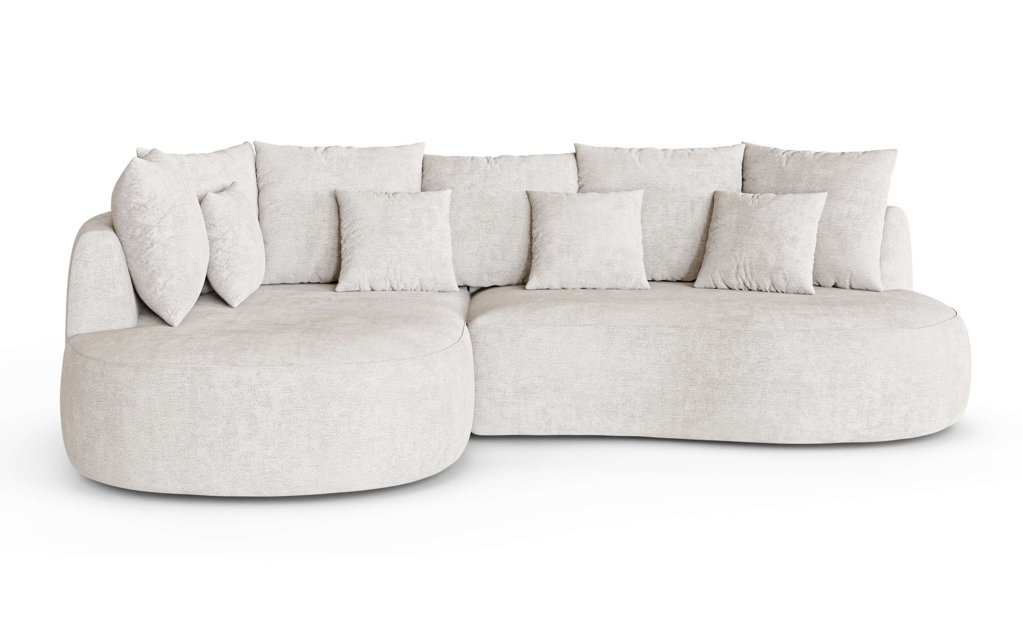 homsy by Ana Johnson Canapé d'angle »PEBBLA L-Form mit vielen Kissen, modernes Design, Bezug- Struktur« Largeur 267 cm, canapé design avec ottomane commandable à droite/gauche