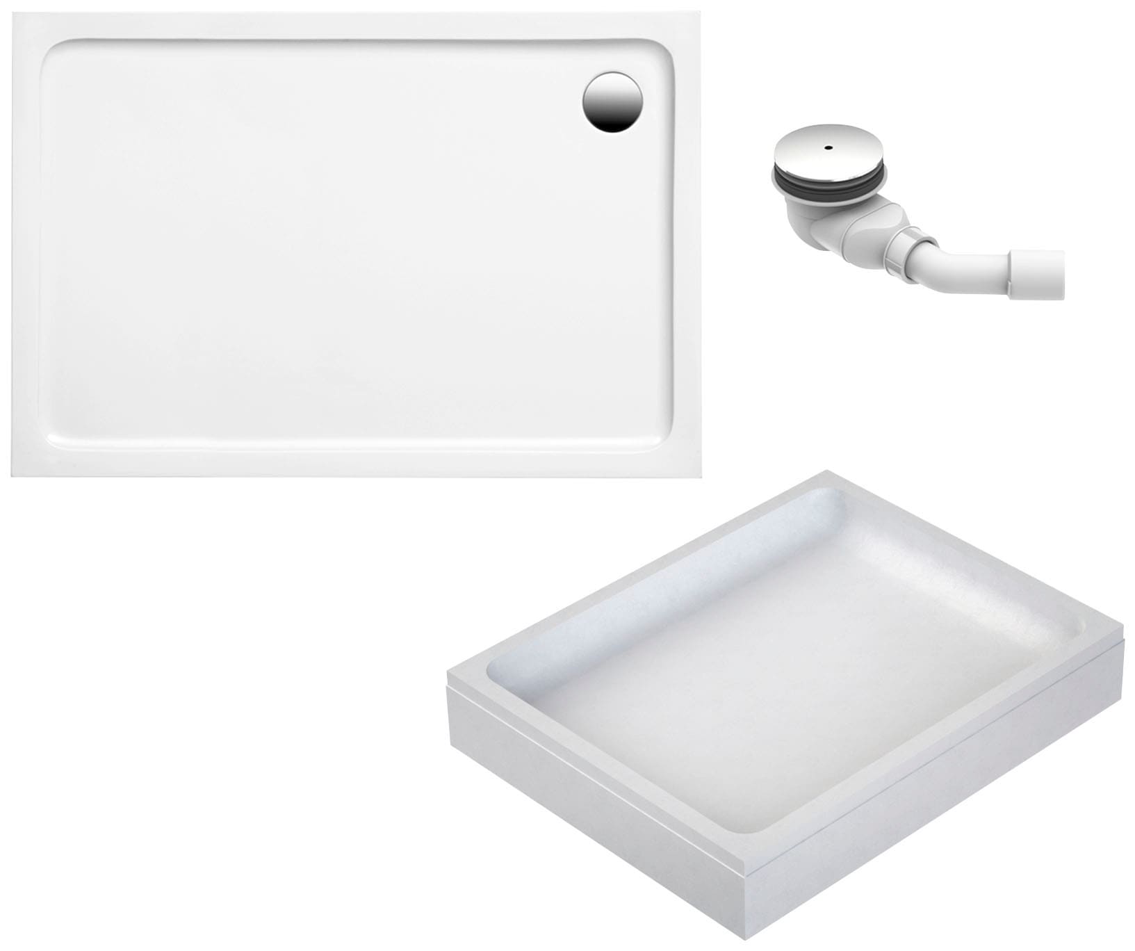 Image of OTTOFOND Duschwanne Set, 100x80x3 cm, mit Wannenträger, Ablaufgarnitur und Fugendichtband