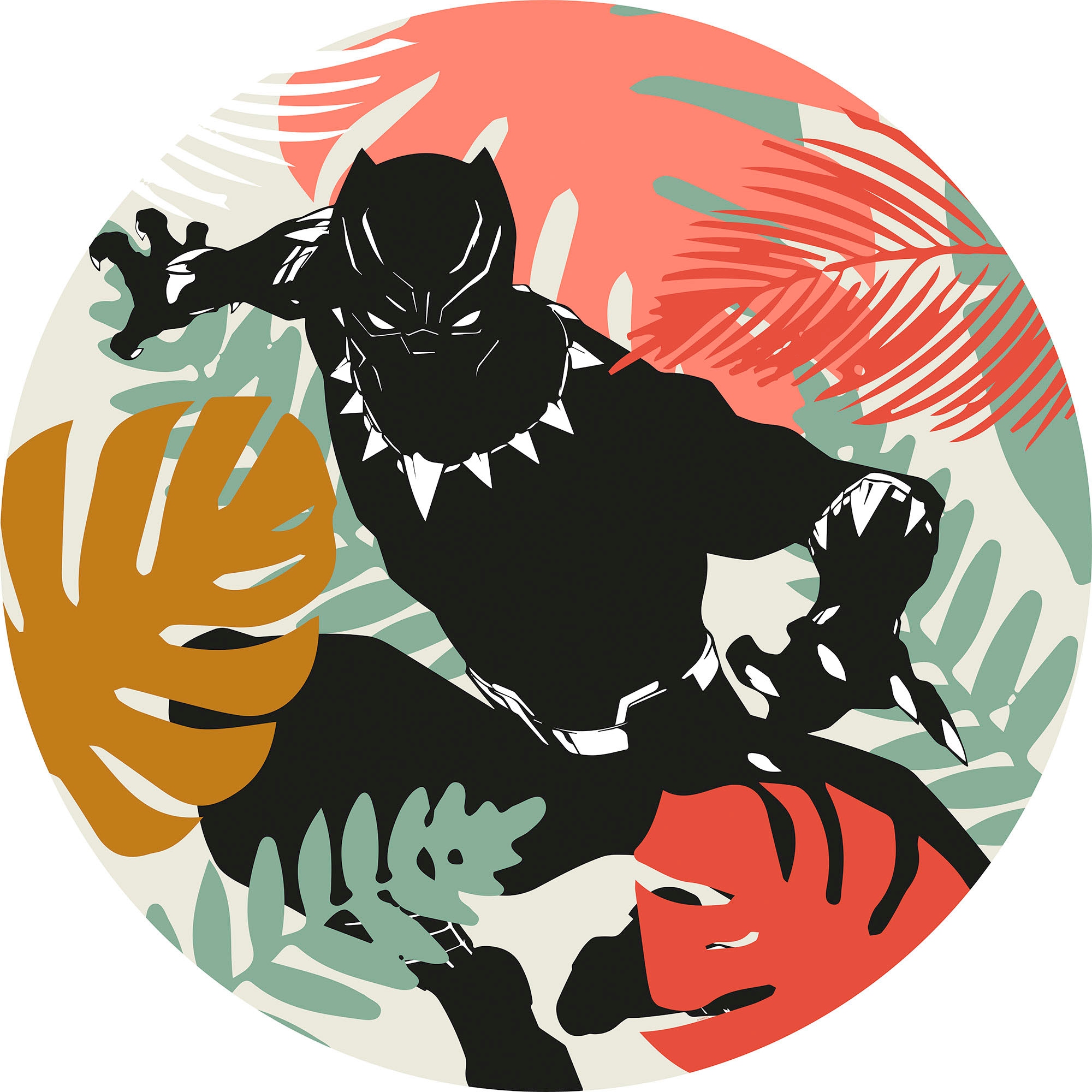 Komar Wandtattoo »Winter Tropics Black Panther«, (1 St.), 125x125 cm (Breite x Höhe), rund und selbstklebend