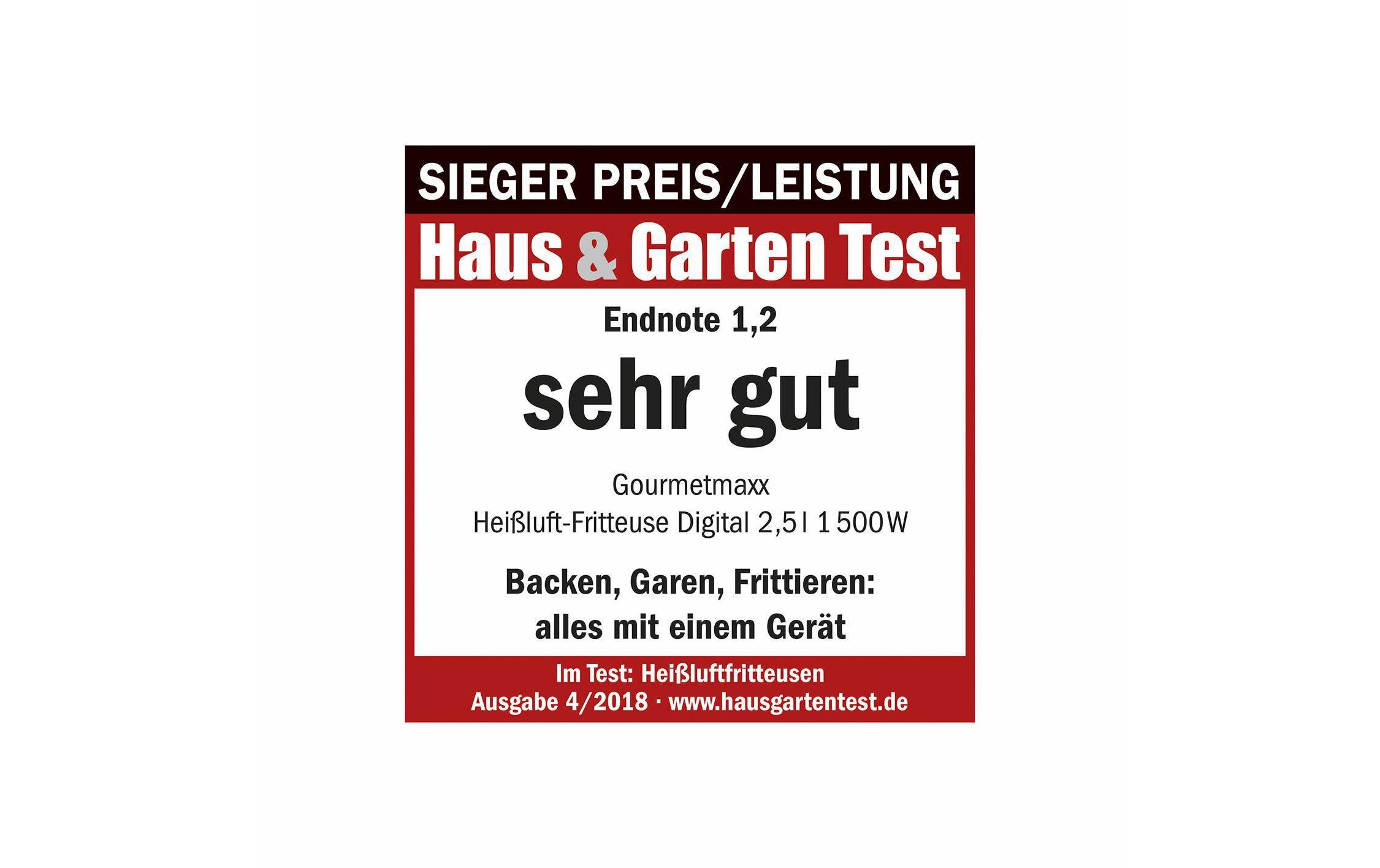 GOURMETmaxx Heissluftfritteuse »Digital 2,5l 1500W 0.8 kg«, 1500 W