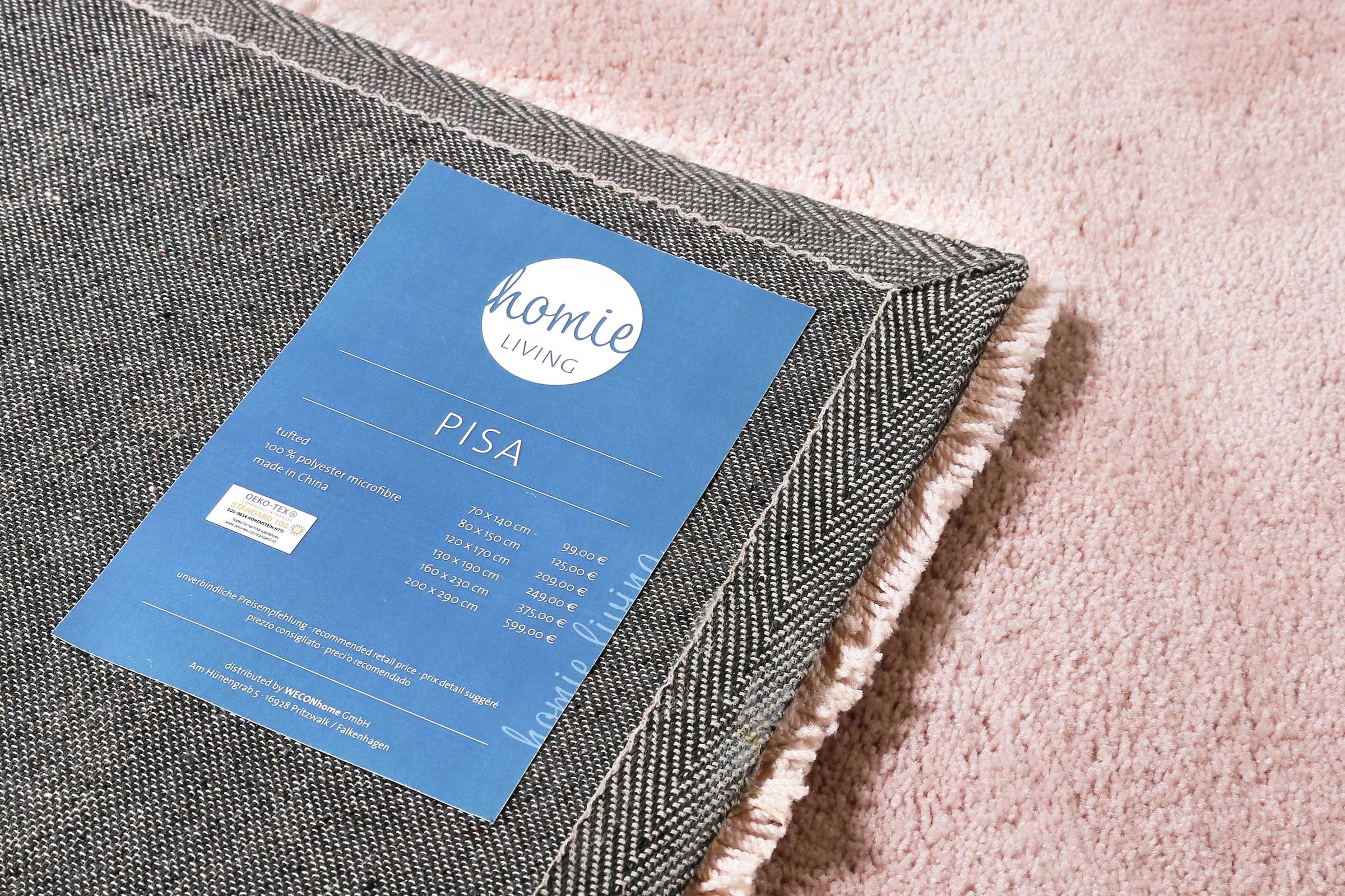 Homie Living Tapis »Pisa« Rond 25 mm Höhe Hochflor, Microfaser, uni, weich, Shaggy, Wohnzimmer, Schlafzimmer