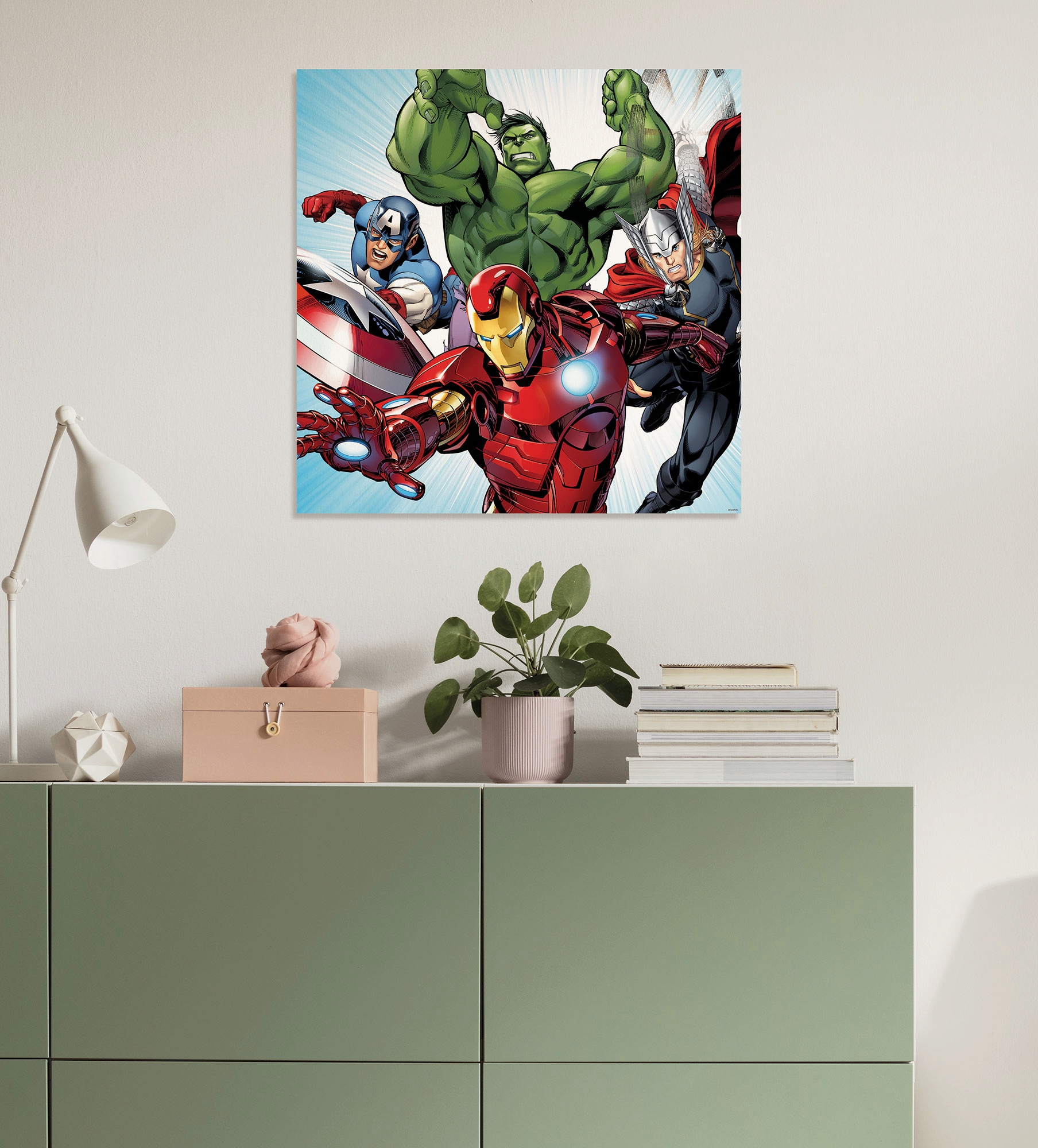 Image of Komar Leinwandbild "Marvel Avengers Teampower" Disney 1 Stk. tlg. 60 x 60 cm (Breite x Höhe) - Kinderzimmer, Dekoration