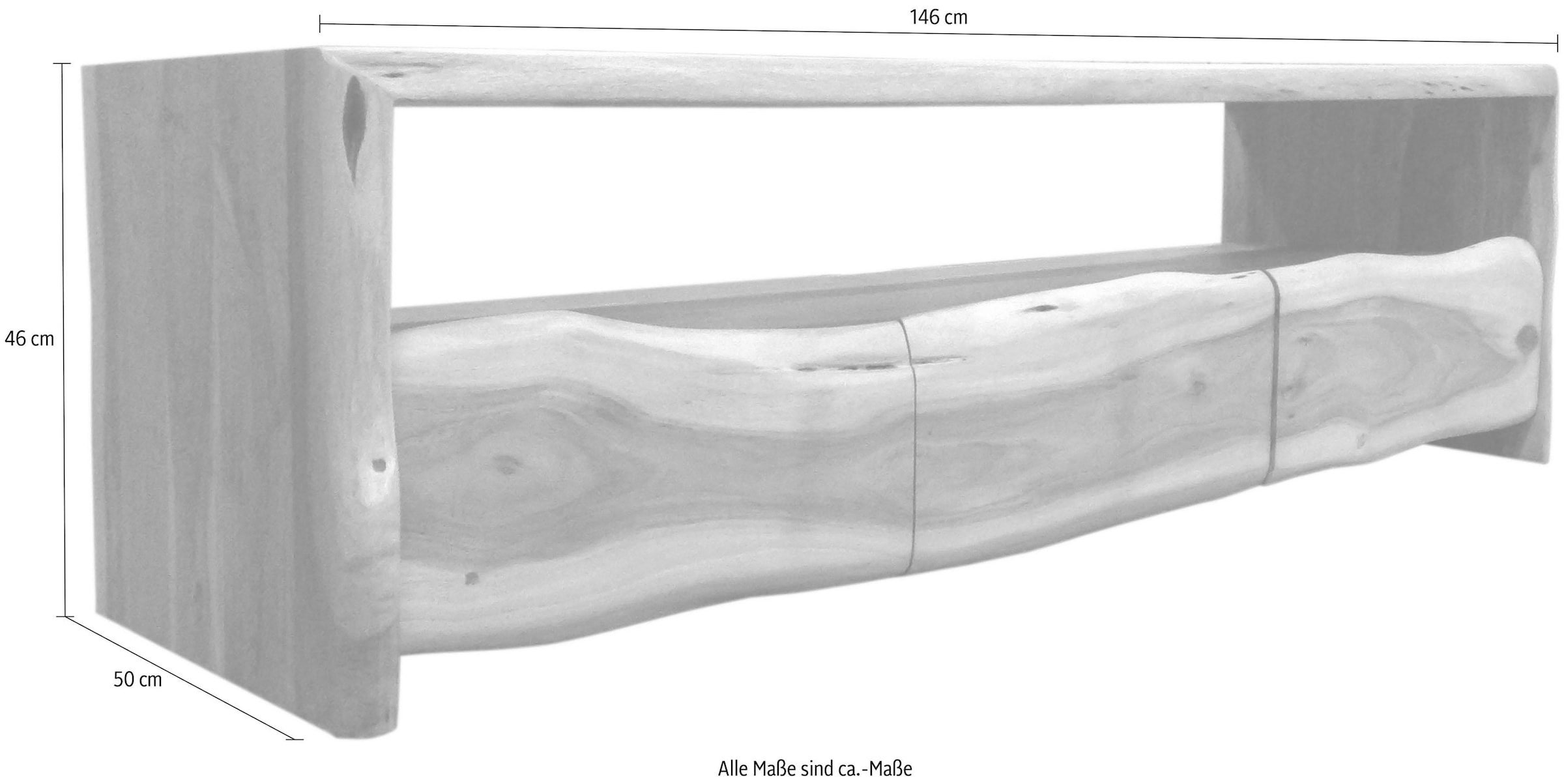 SIT Table basse »Massives Lowboard aus Akazienholz mit natürlicher Baumkante« Acacia massif, avec bord naturel, commode