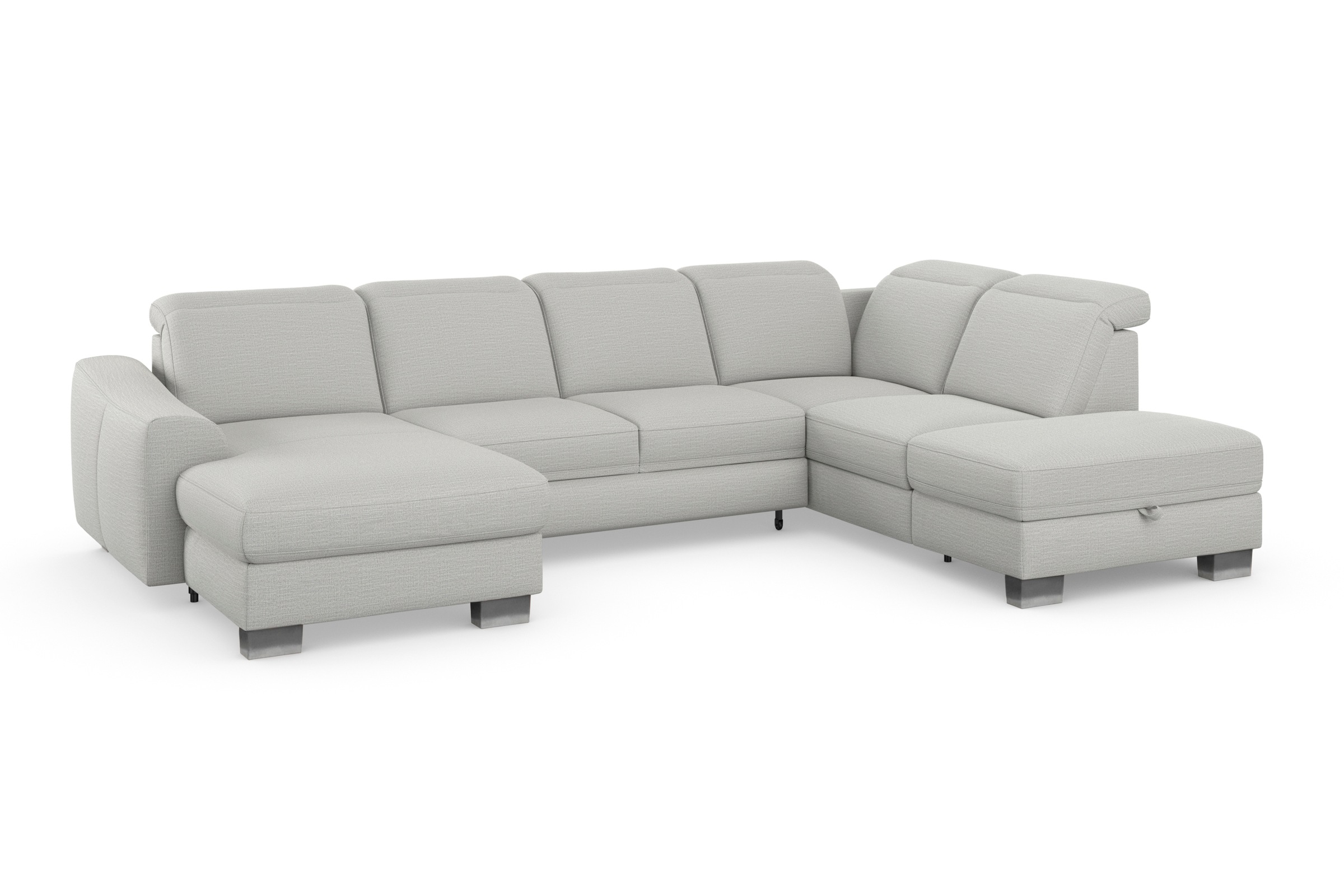 sit&more Wohnlandschaft »Dundee U-Form«, mit Federkern und Edelstahlfüssen, wahlweise mit Kopfteilverstellung