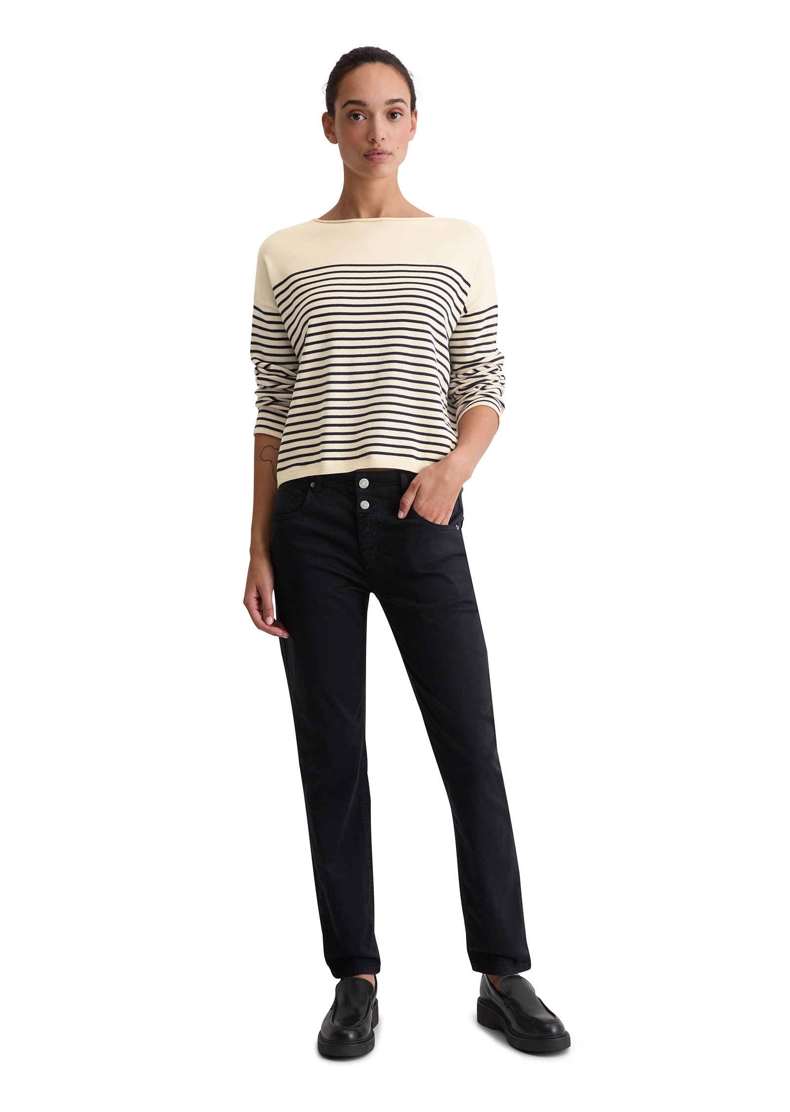 Marc O'Polo Pull en tricot geringelt, U-Boot-Ausschnitt