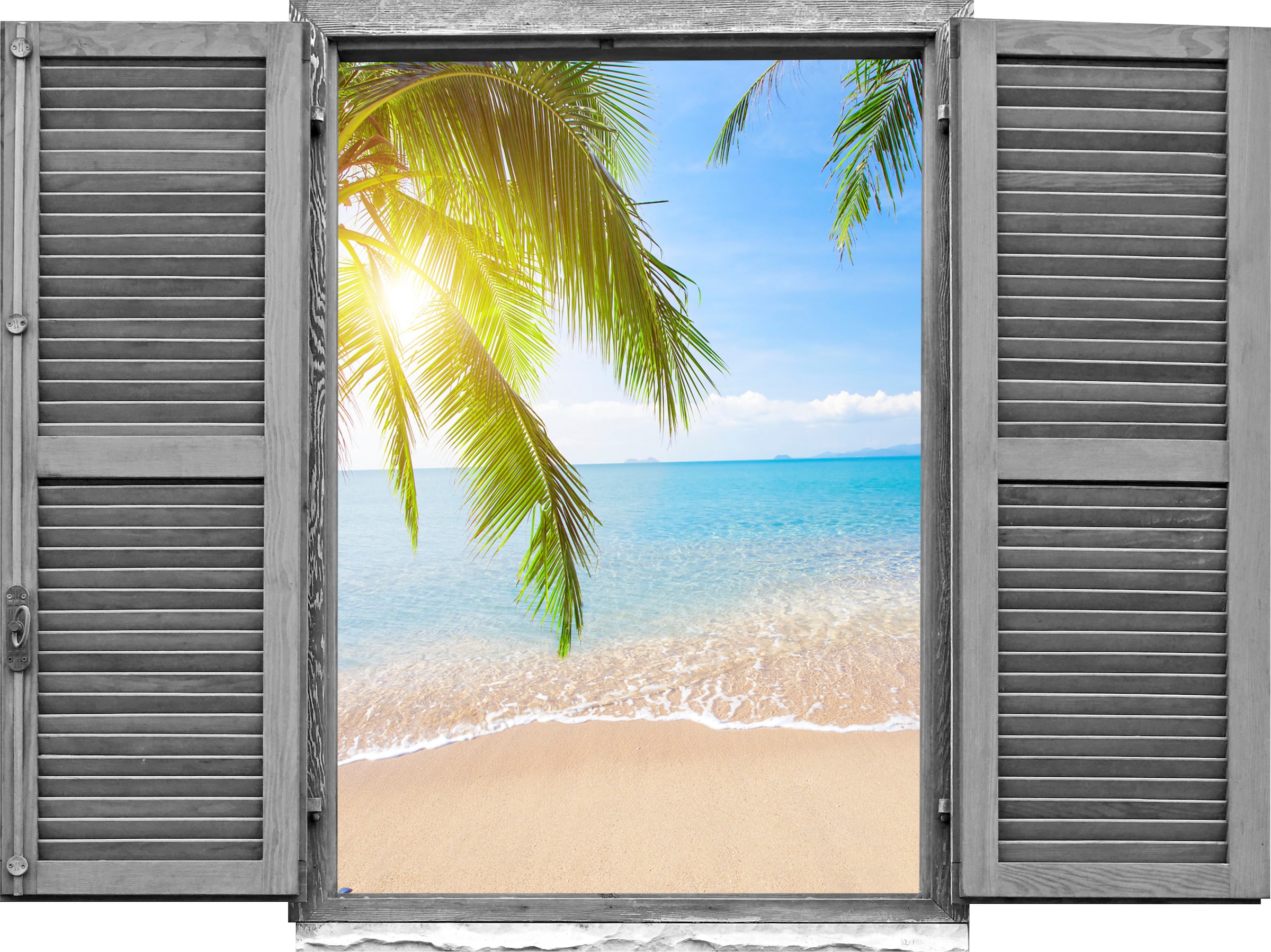 Image of queence Wandtattoo "Strand" Wandsticker, Wandbild, selbstklebend, 3D, Fenster