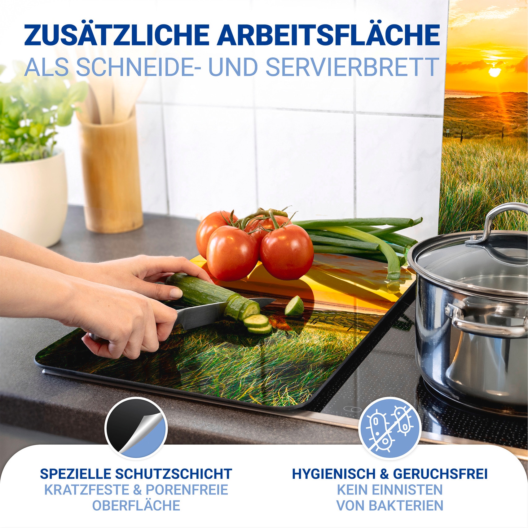 WENKO Herd-Abdeckplatte »Universal Modell Leuchtturm«, (Set, 2 tlg.), Herdabdeckung für alle Herdarten, kratzfest, mit rutschfesten Füssen