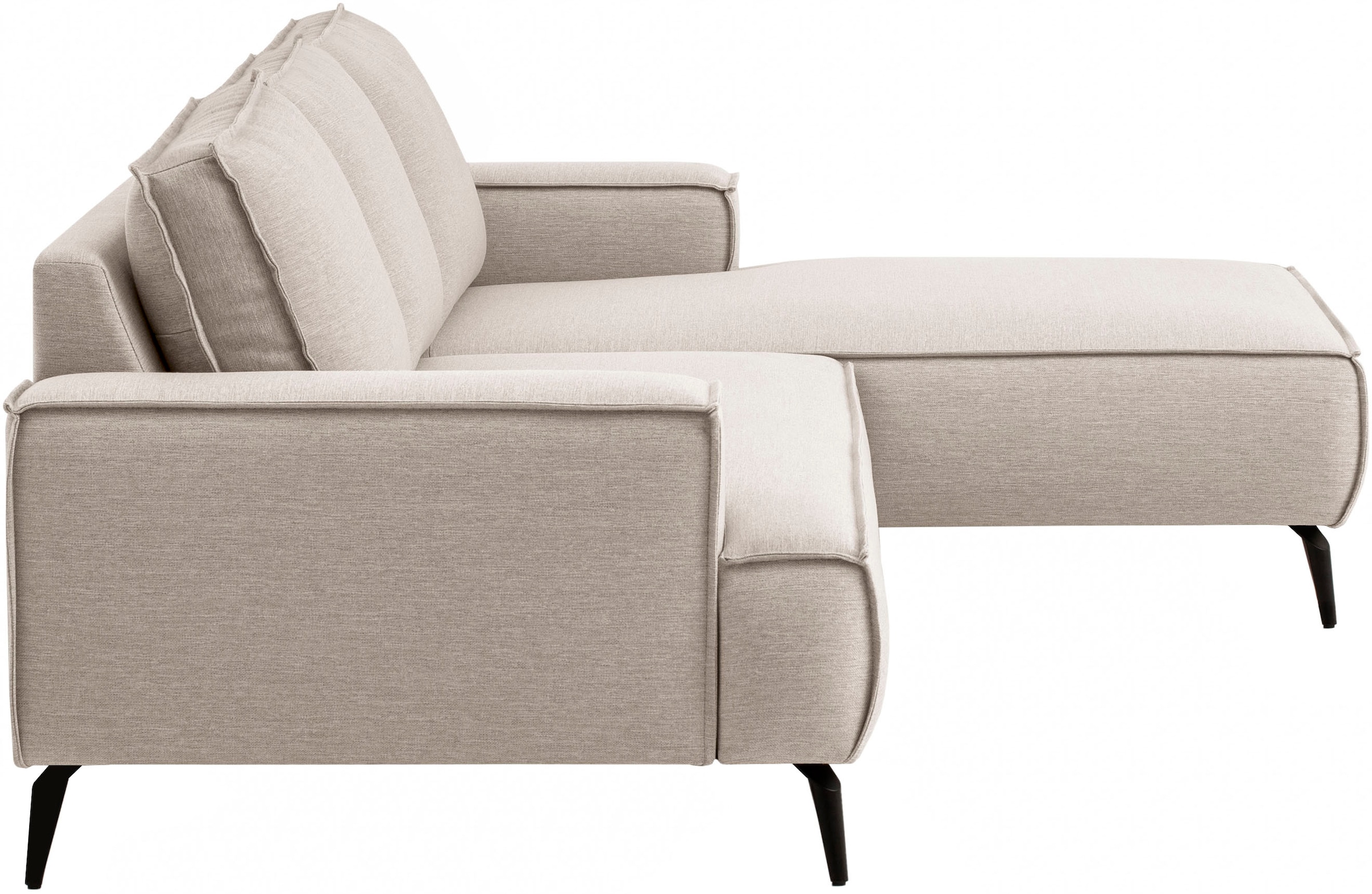 Home affaire Canapé d'angle »TVINNU, L-Form, 275cm, in Cord und Leinenoptik« wahlweise Recamiere rechts/links, schwarze Füsse, bequemer Sitzkomfort