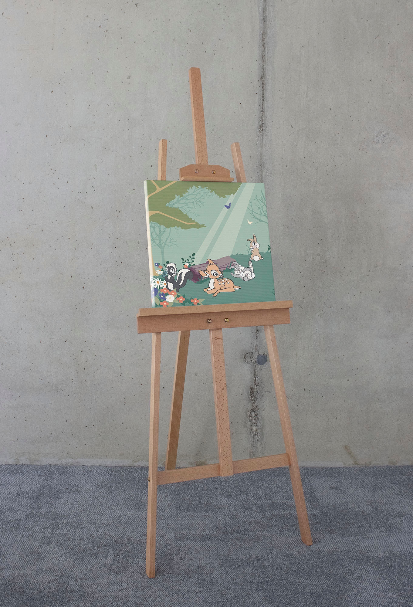 Image of Komar Leinwandbild "Bambi Life in the Forest - Grösse 40 x 40 cm" Disney 40 x 40 cm (Breite x Höhe), 1 Stk. tlg. Keilrahmenbild mit Echtholzrahmen, Kinderzimmer