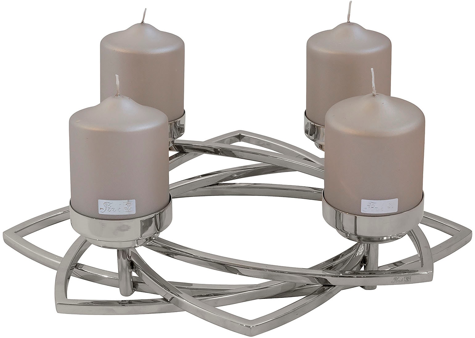 Image of Fink Kerzenleuchter "ZAPPORA" Adventskranz, Leuchterkranz, 4-flammig, vernickelt