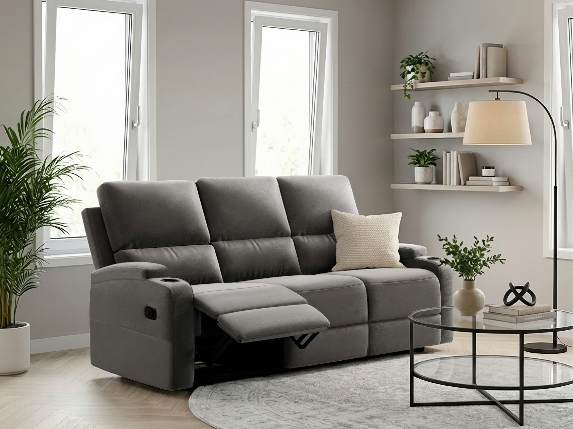 Image of GOODproduct 3-Sitzer "Napori" Kinosofa mit 2 x Relaxfunktion und Getränkehalter