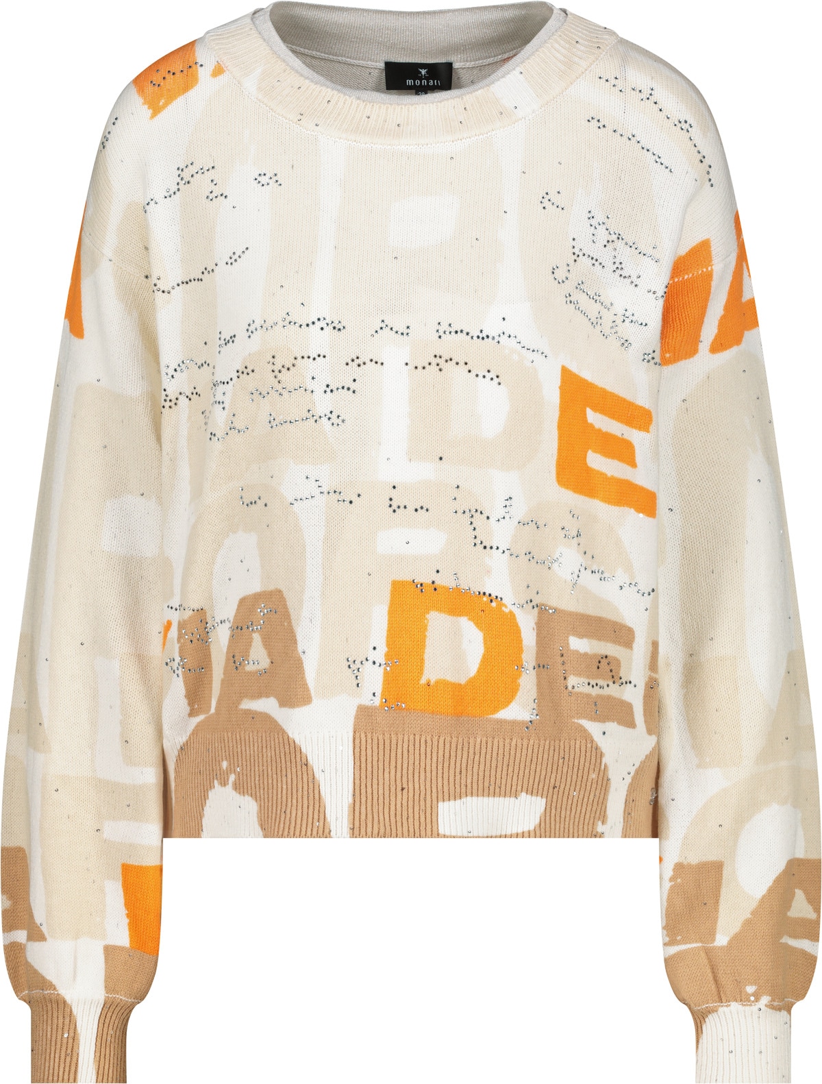 Monari Pull en tricot »Buchstaben allover« Regular fit mit Rundhalsausschnitt