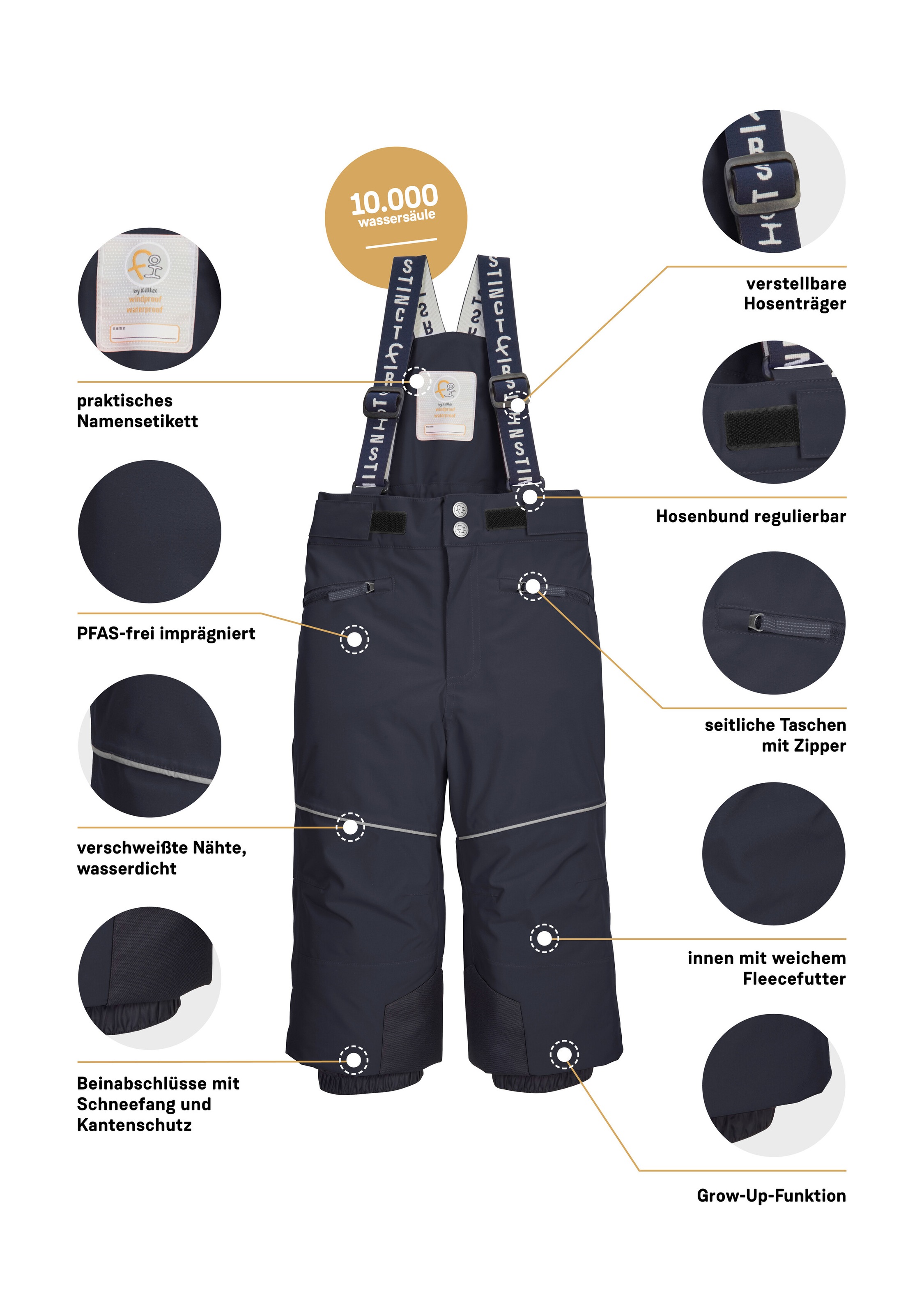 first instinct by killtec Skihose »FISW 48 MNS SKI PNTS«  Wasser- und winddichte Schneehose mit Grow-Up-Funktion