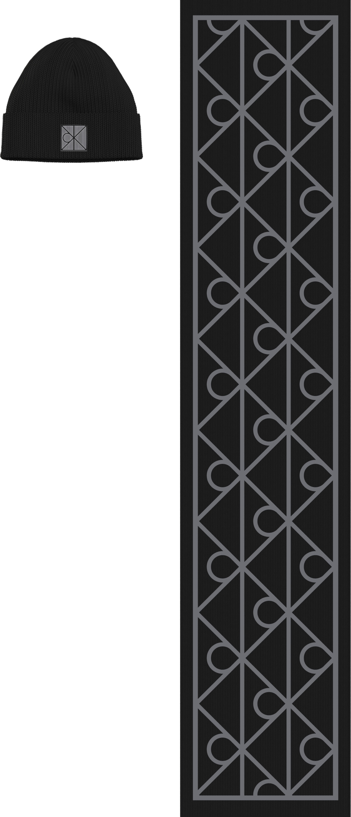 Calvin Klein Strickmütze »EMBLEM BEANIE + AOP SCARF SET« Leicht zu kombinieren