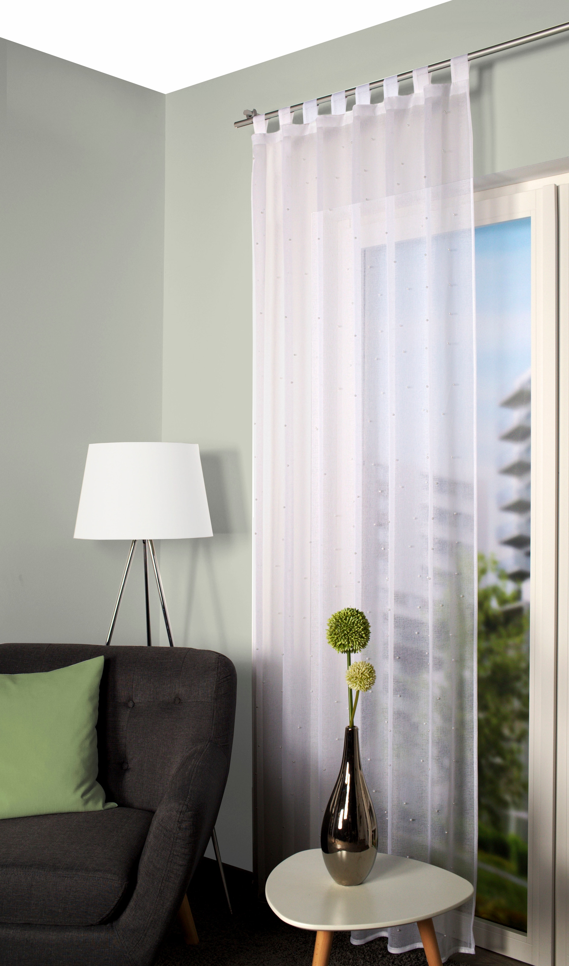 Image of HOME WOHNIDEEN Vorhang "LOLA" Schlaufen 1 Stk. tlg. Schlaufenschal bestickt