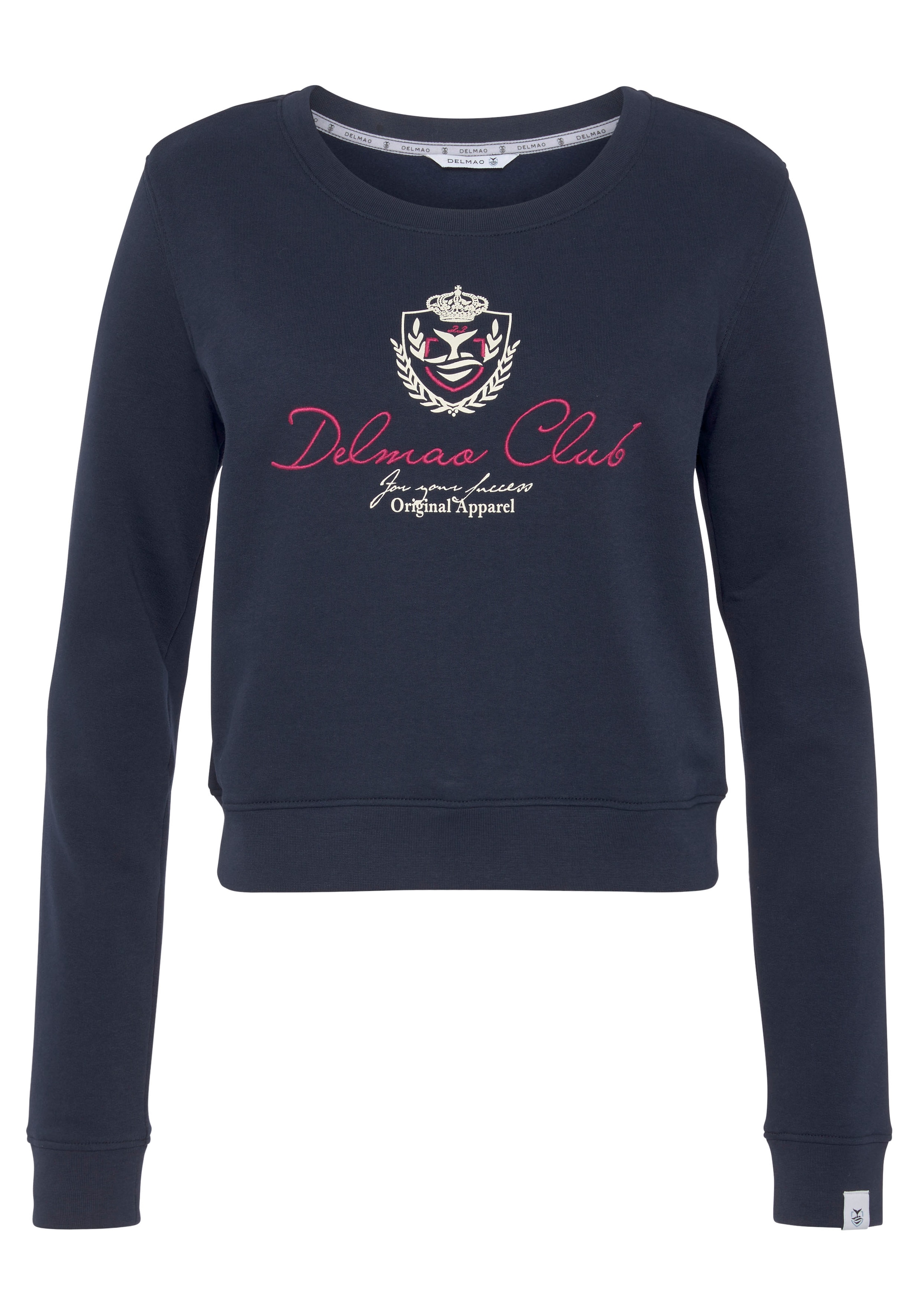 DELMAO Sweatshirt, in verkürzter Länge und mit edler Stickerei --NEUE MARKE!