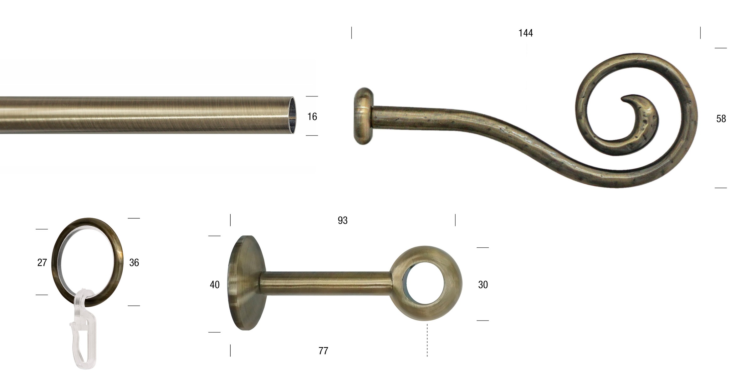 GARESA Gardinenstange »ESPERANCA«, 1 läufig-läufig, Wunschmasslänge, rustikale Vorhanggarnitur, verlängerbar, Eisen, Endk. Spirale
