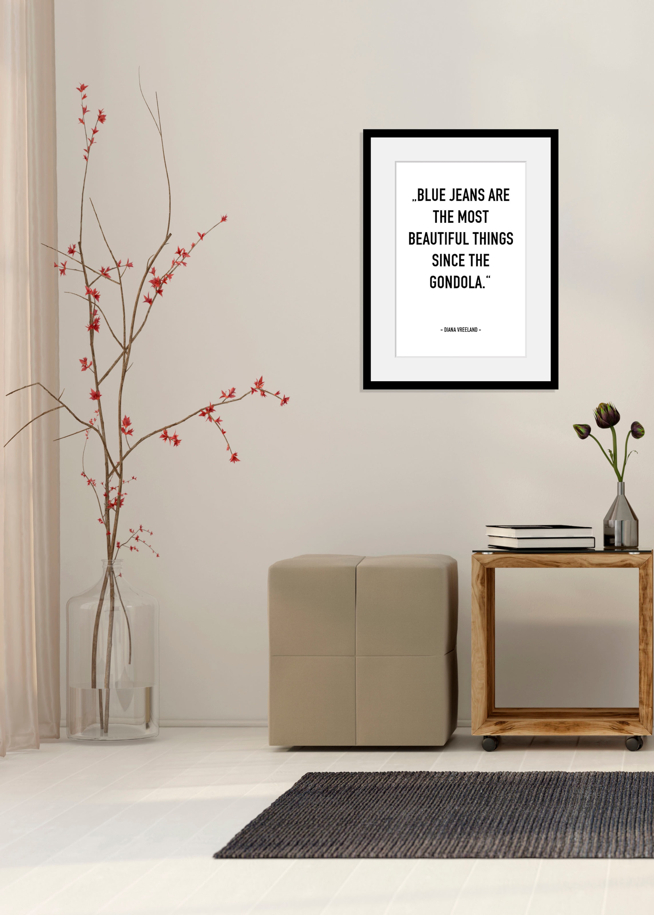 Image of queence Bild "Lisa" Schriftzug Schriftzüge Schwarz-Weiss Sprüche & Texte 1 Stk. tlg. HD Premium Poster-Druck inkl. Holzrahmen