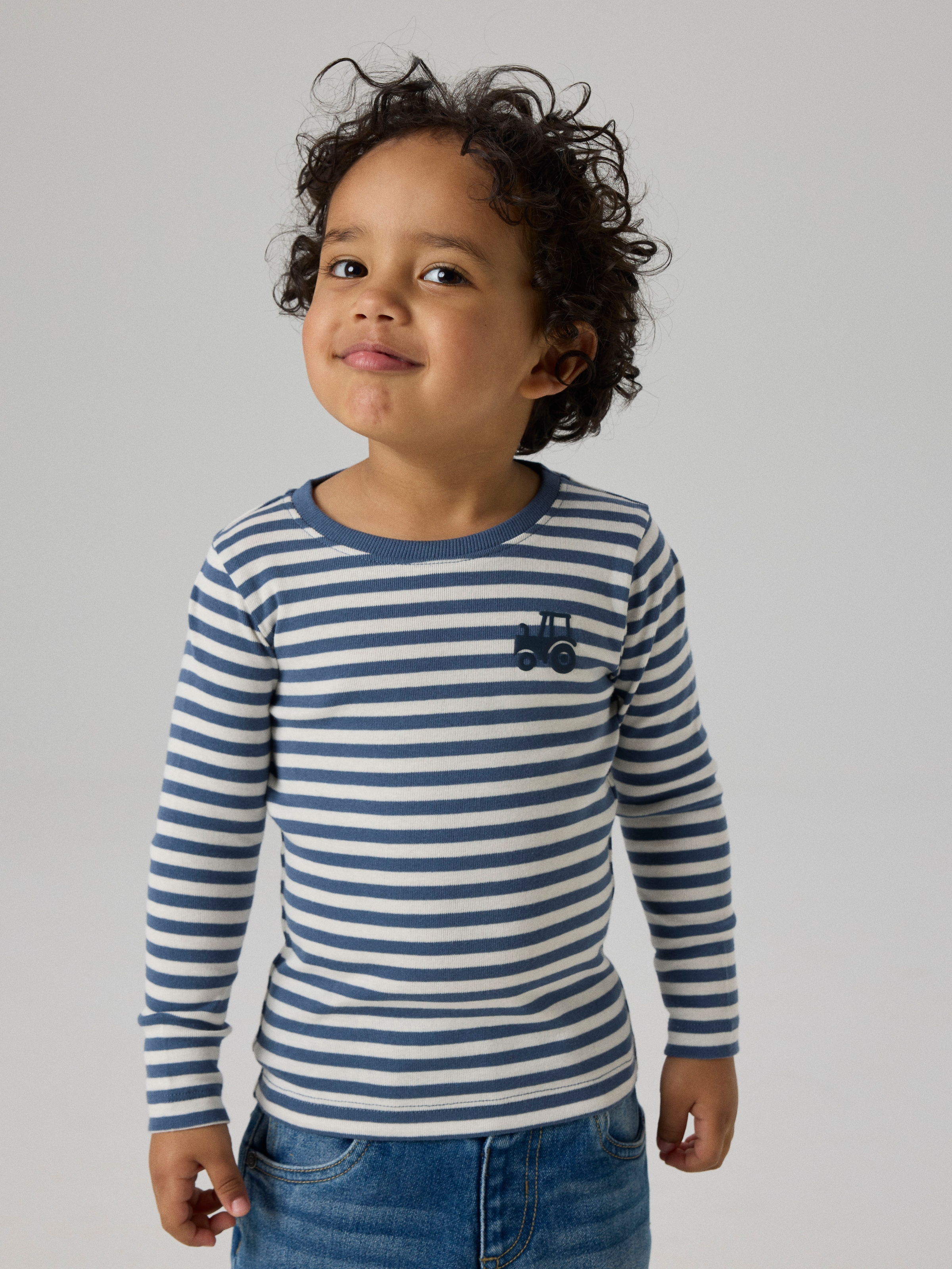 Image of Name It Langarmshirt "NMMVILLY LS SLIM TOP NOOS" Baumwolle, slim fit