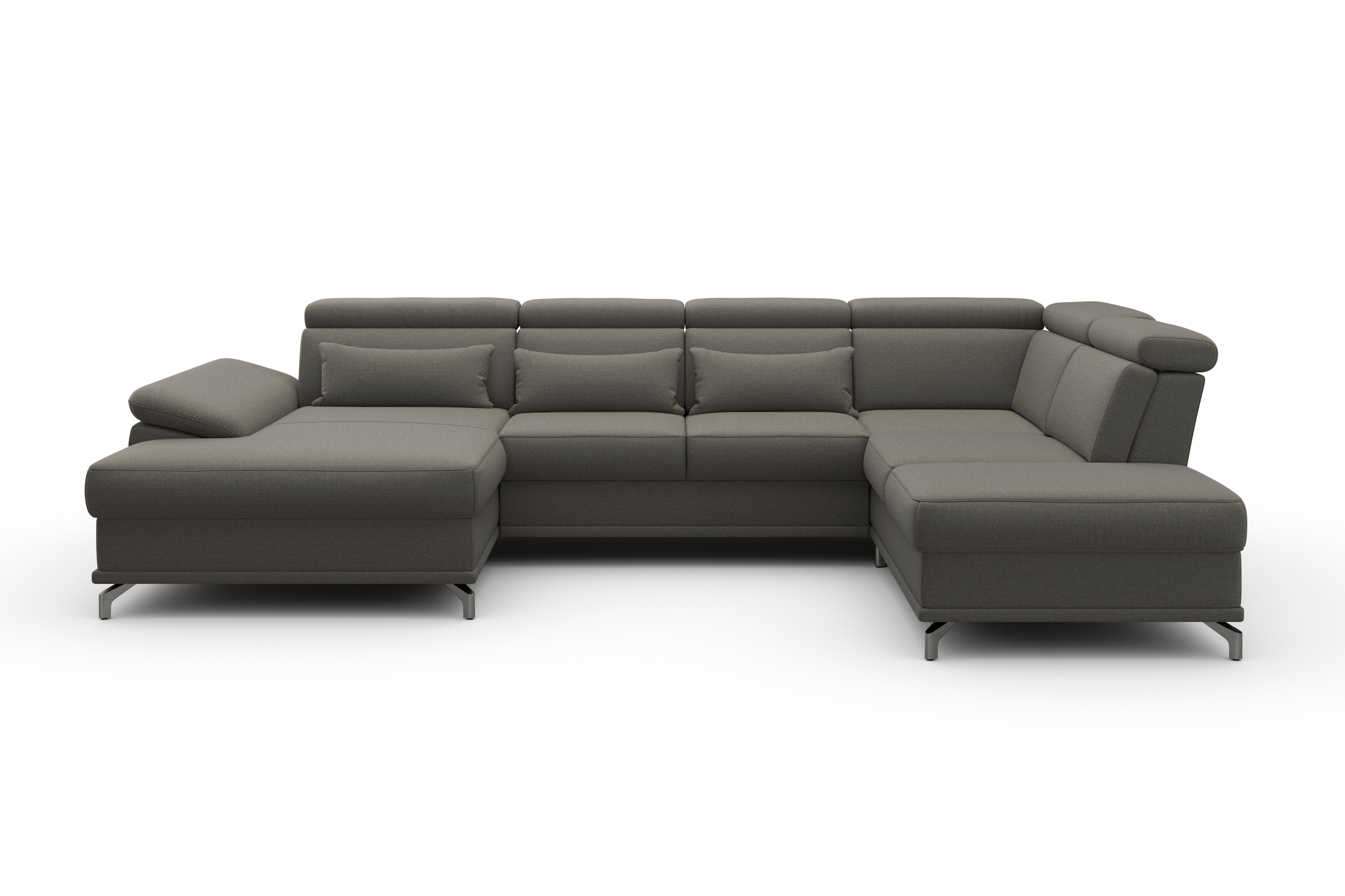 sit&more Wohnlandschaft »Cabrio U-Form, mit Sitztiefenverstellung, Arm- und Kopfteilverstellung«, 3 Nierenkissen, Federkern, optional Bettfunktion und Stauraum