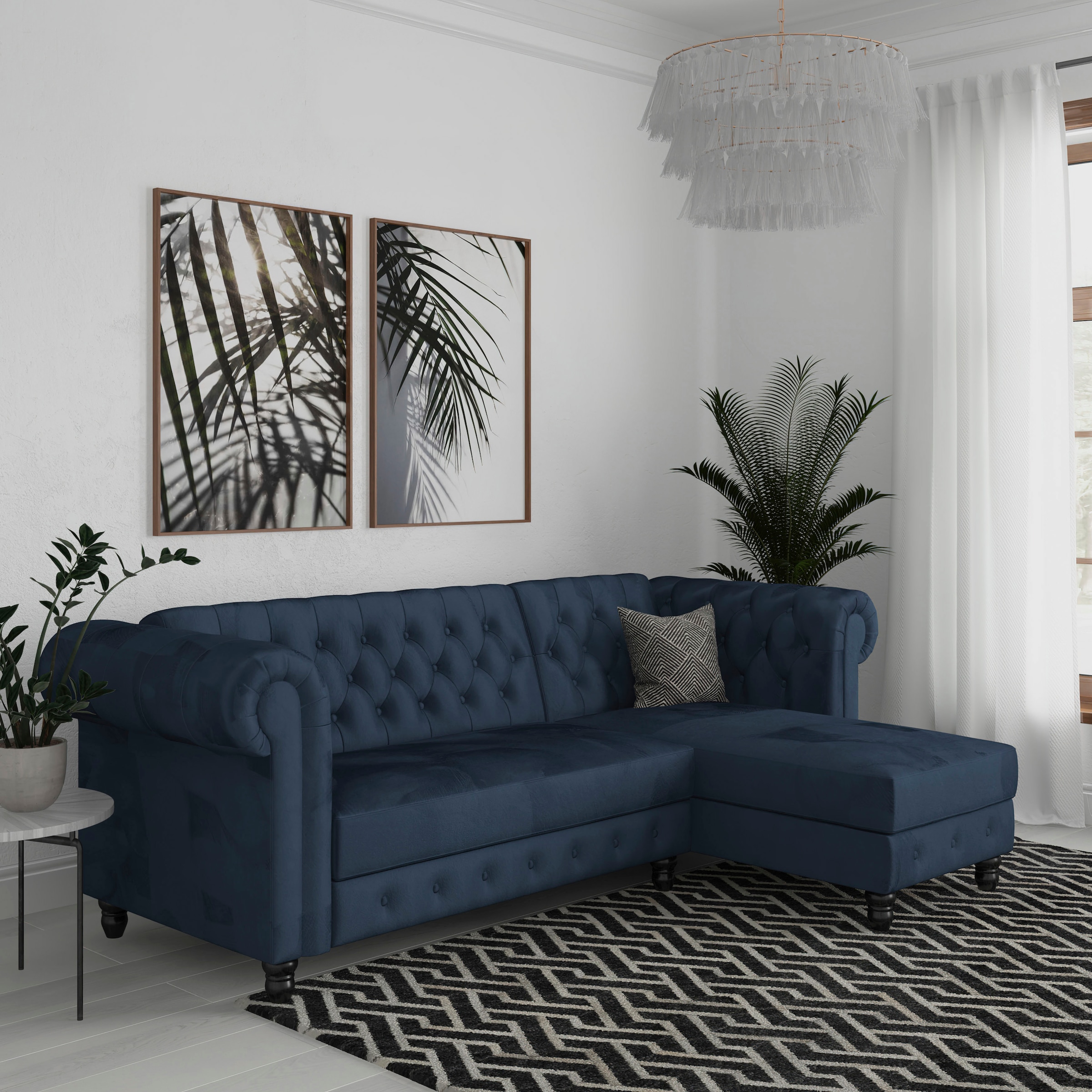 Dorel Home Ecksofa »Felix, L-Form, 241 cm (Liegefl.108x195 cm), Recamiere tauschbar,« verstellb. Rückenlehne, Bett-Funktion, Velours, Kunstleder, Vintage